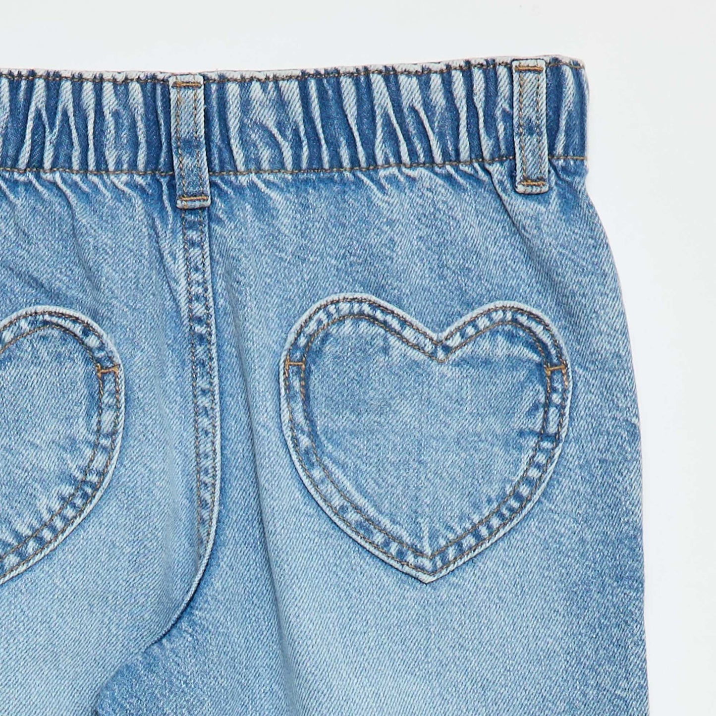 Jean mom avec poches en forme de cœur BLEU