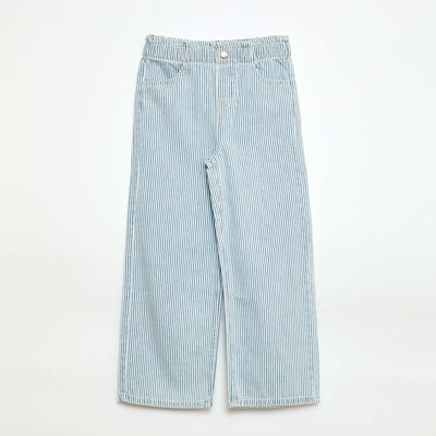 Jean wide leg imprimé fantaisie BLEU RAYé