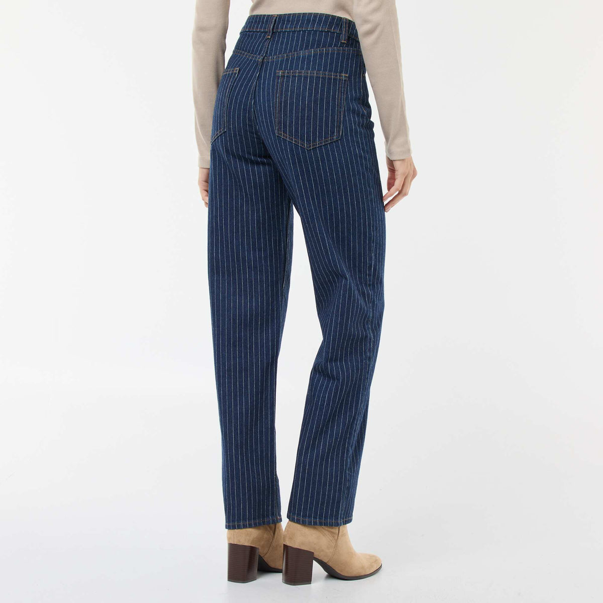 Jean regular avec lignes en coton BLEU