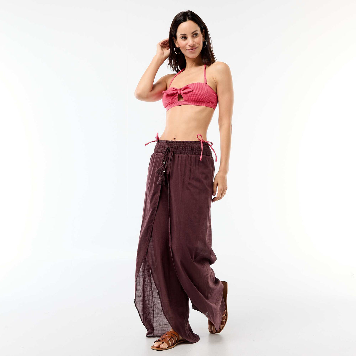 Pantalon de plage en viscose imprimée VIOLET