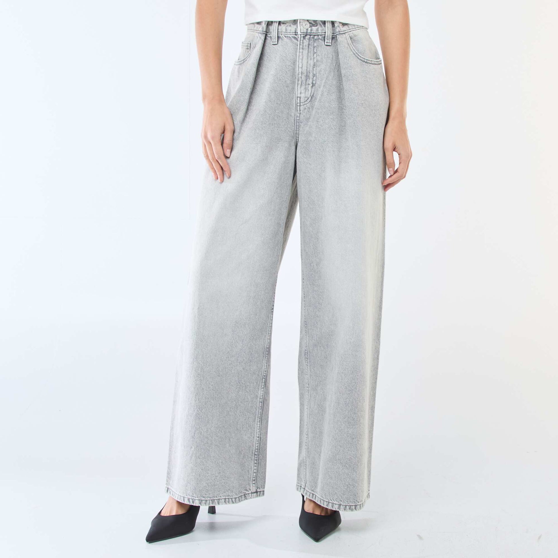 Jean wide leg taille haute GRIS