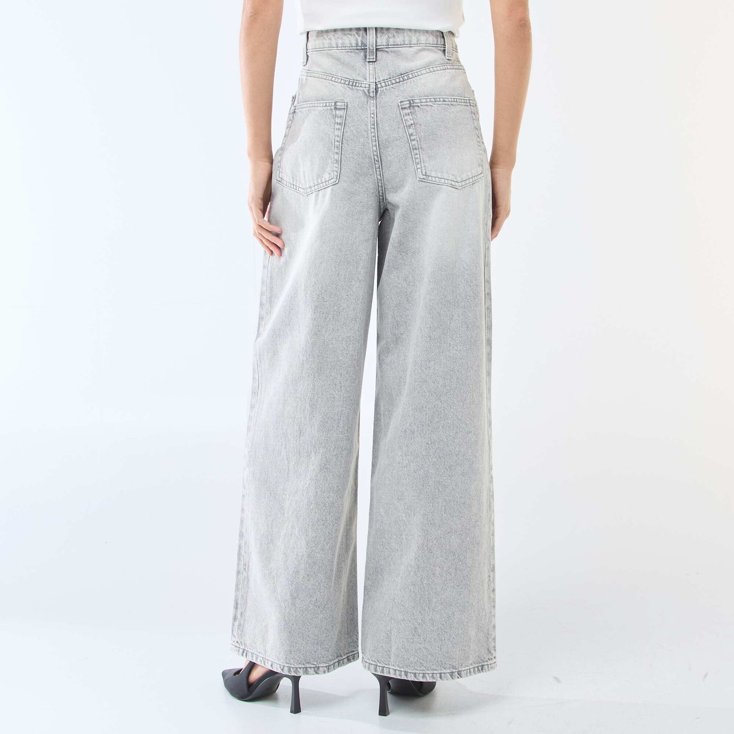 Jean wide leg taille haute GRIS