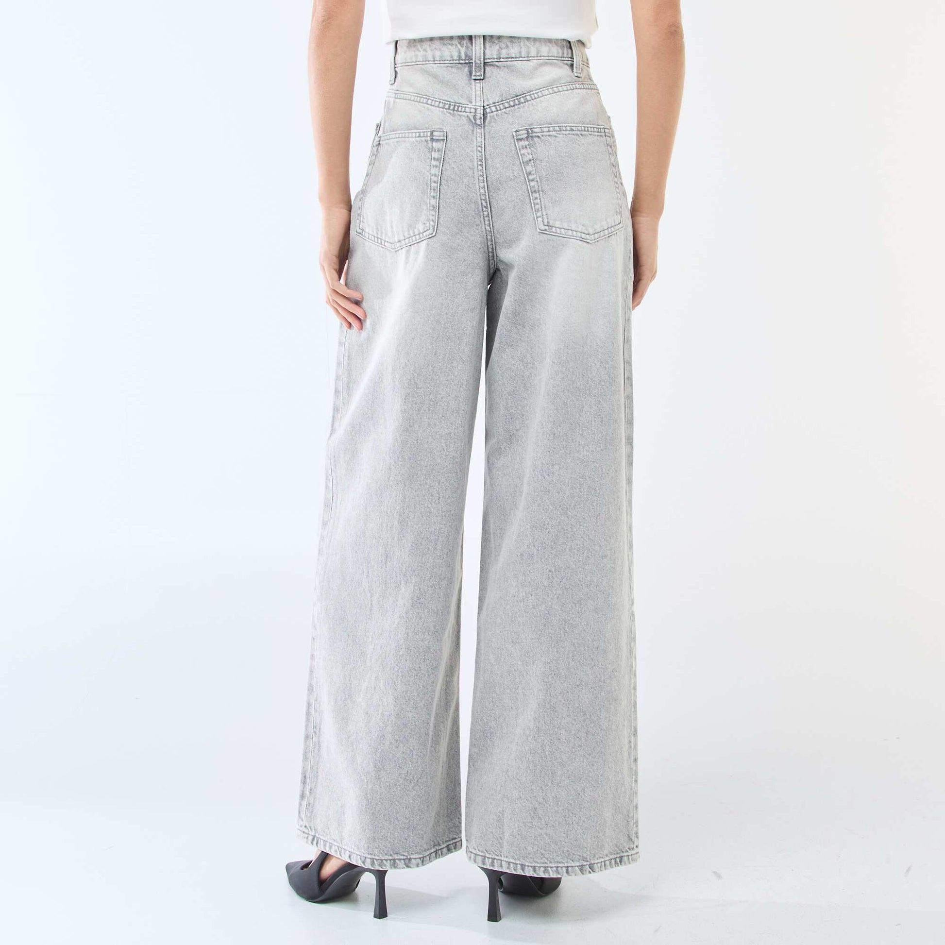 Jean wide leg taille haute GRIS