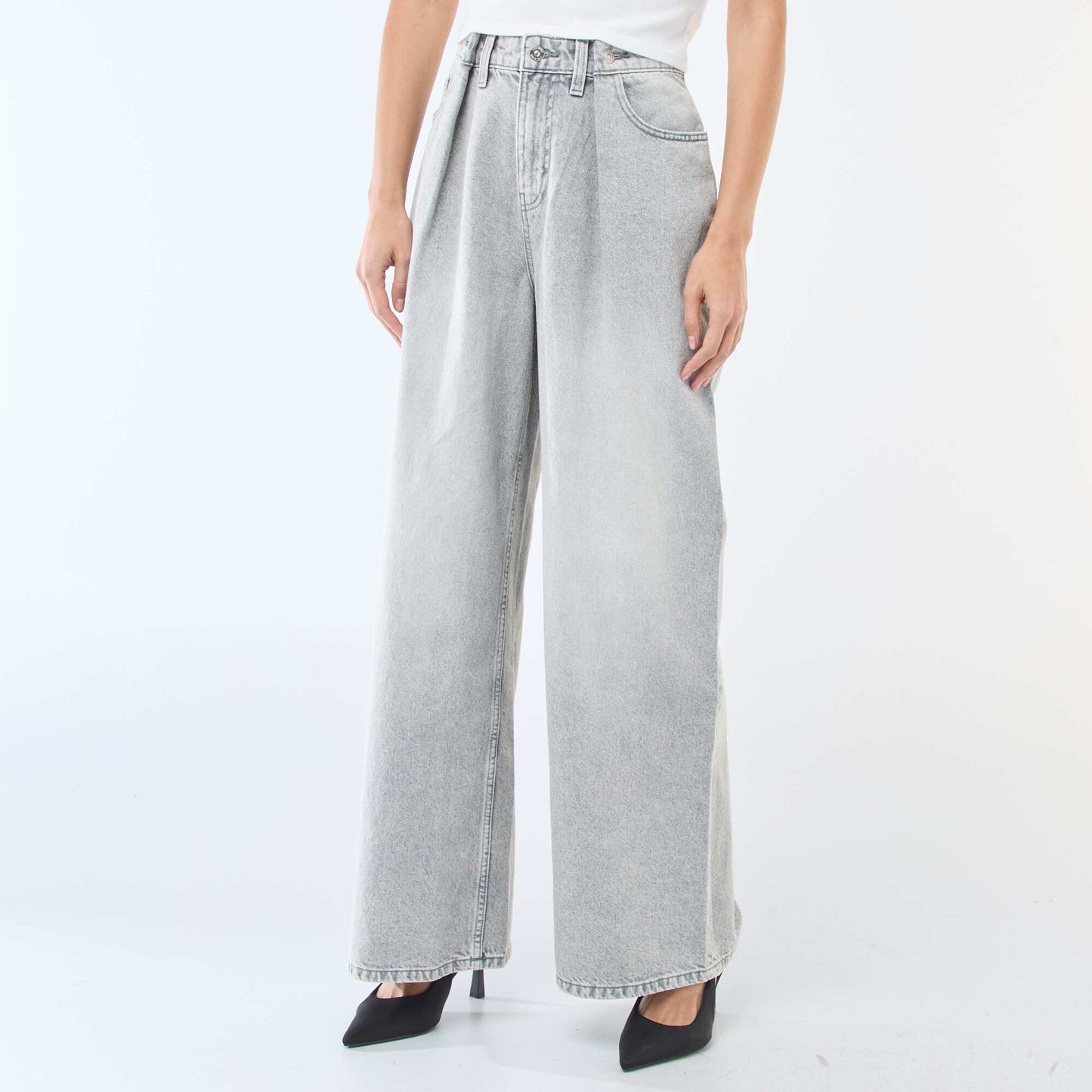 Jean wide leg taille haute GRIS
