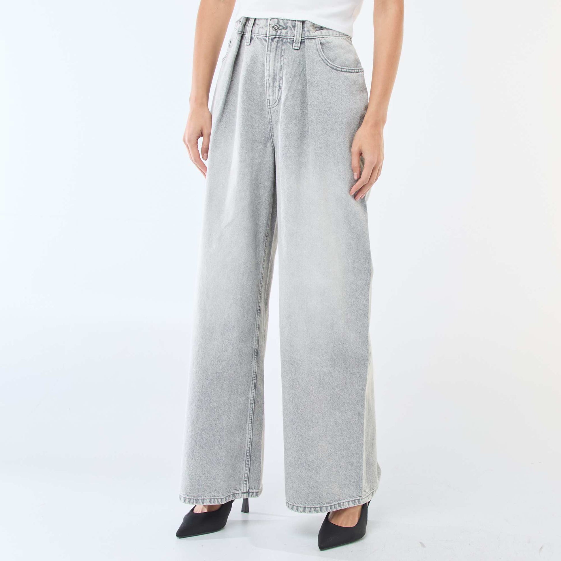 Jean wide leg taille haute GRIS