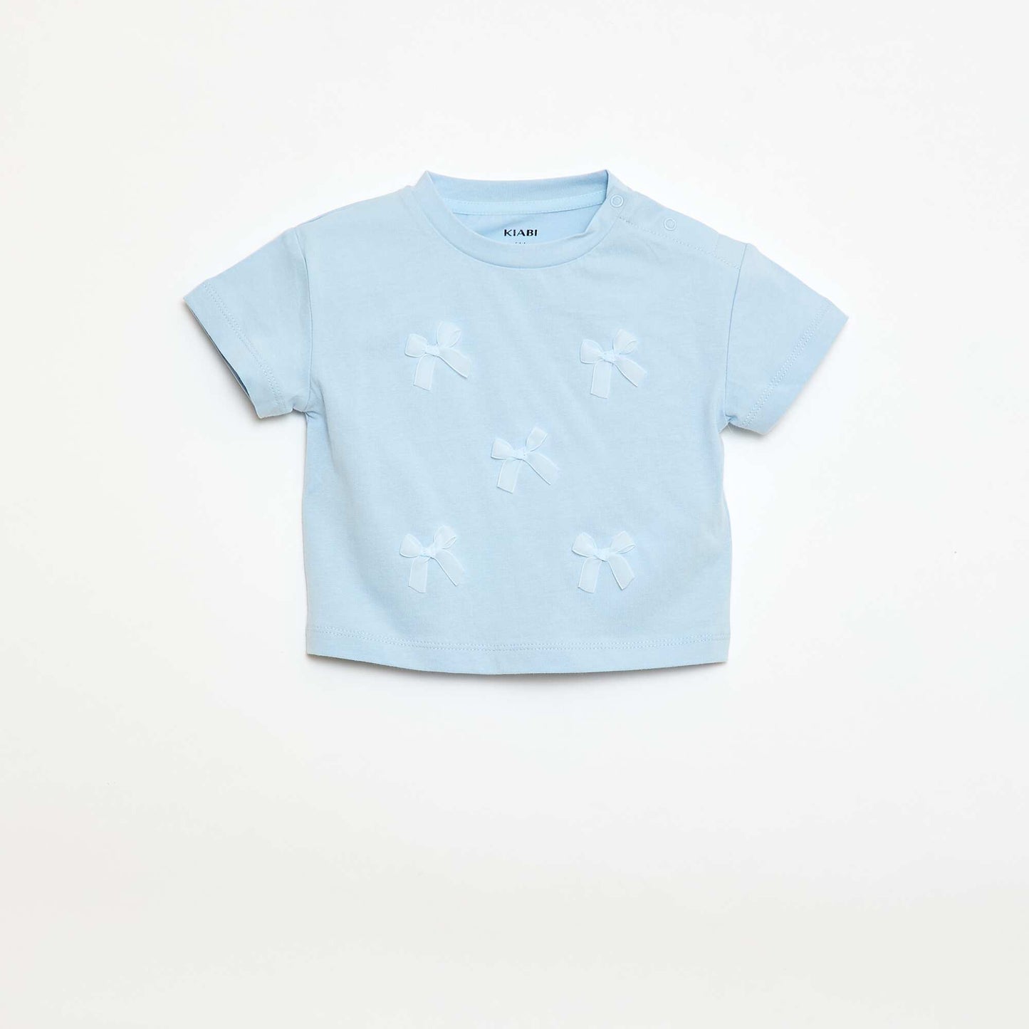 T-shirt en jersey manches courtes avec nœuds fantaisies BLEU
