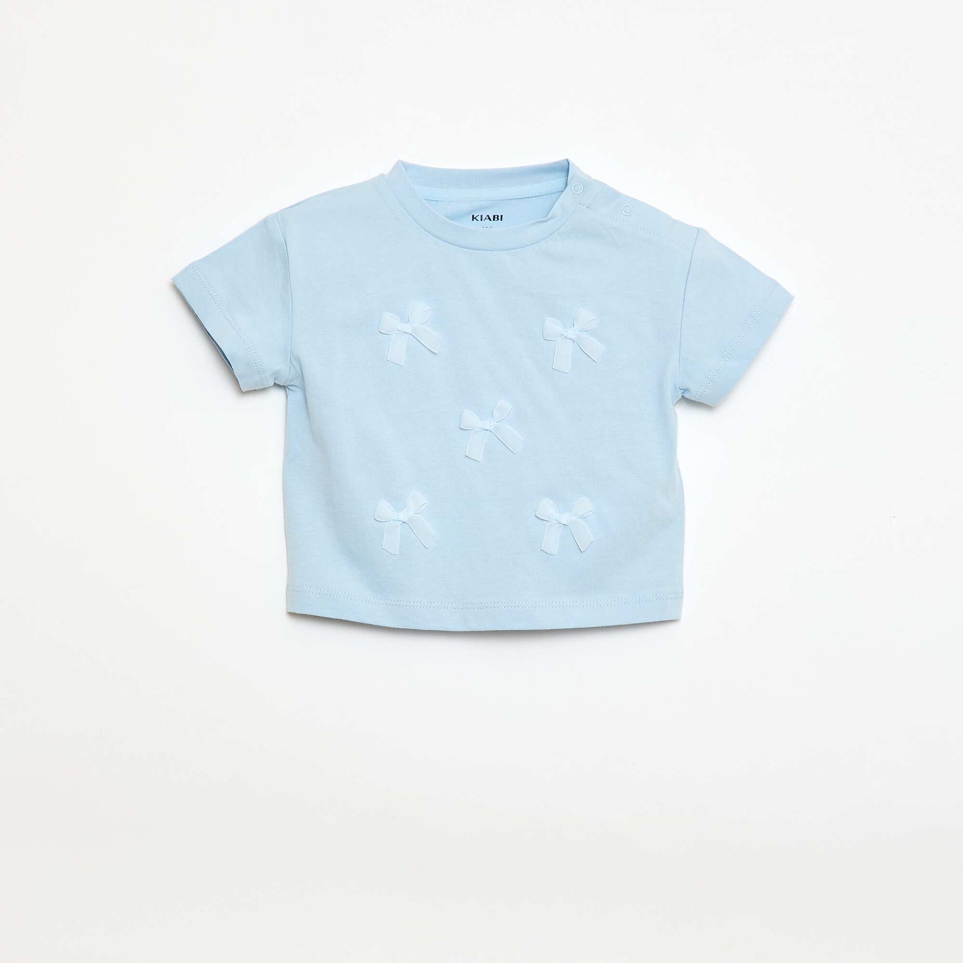 T-shirt en jersey manches courtes avec nœuds fantaisies BLEU