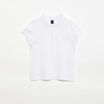 Polo manches courtes en coton uni BLANC