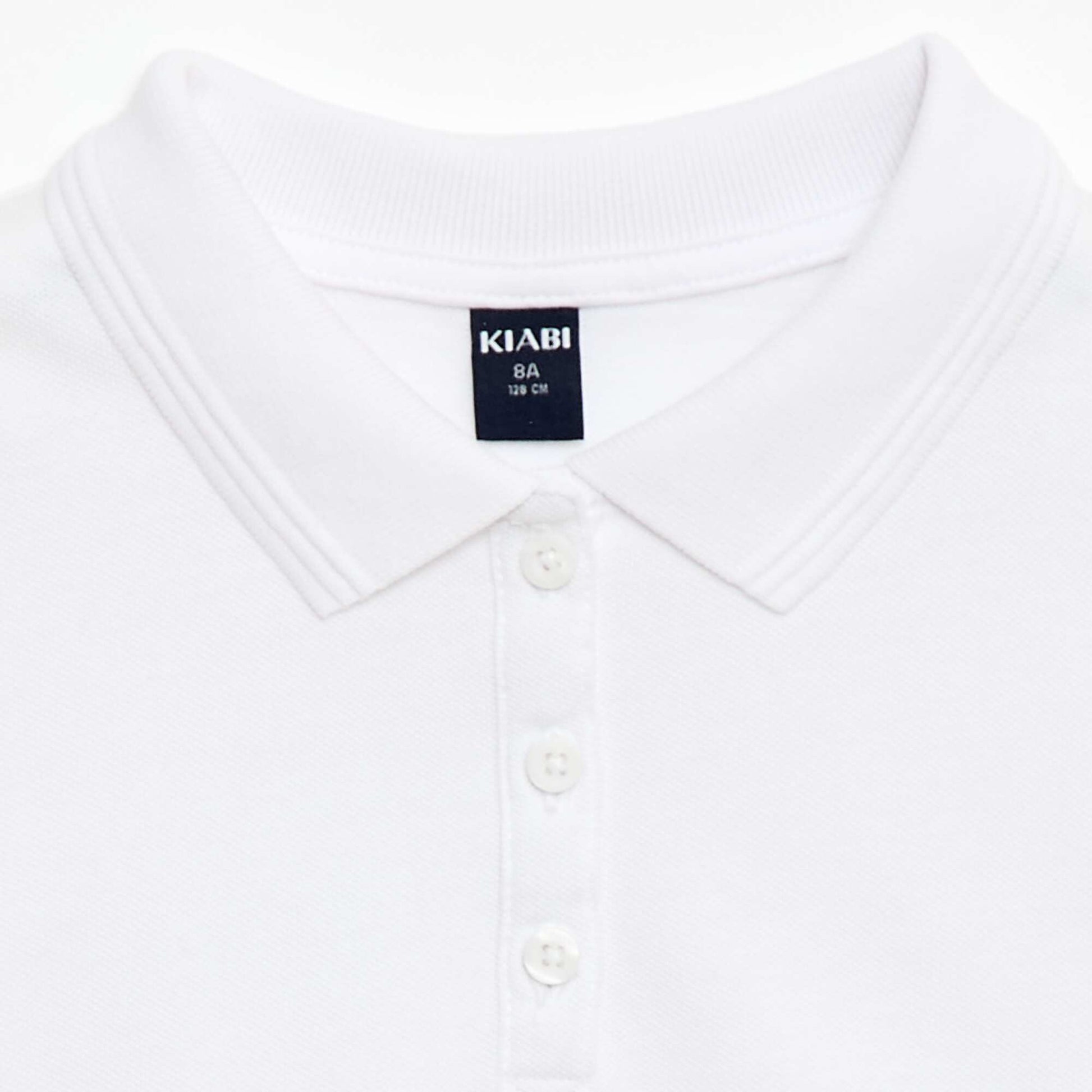 Polo manches courtes en coton uni BLANC