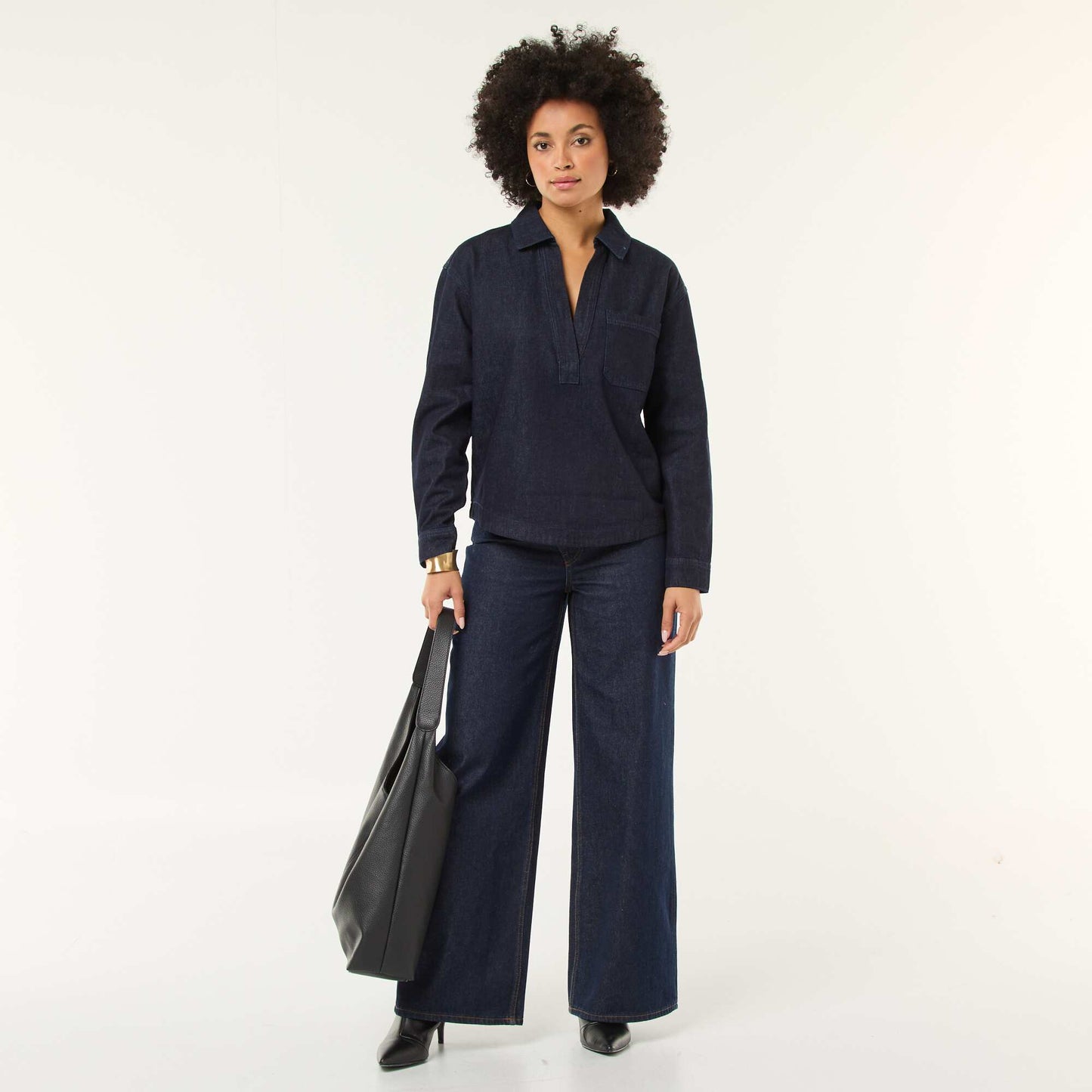 Chemise denim manches longues BLEU