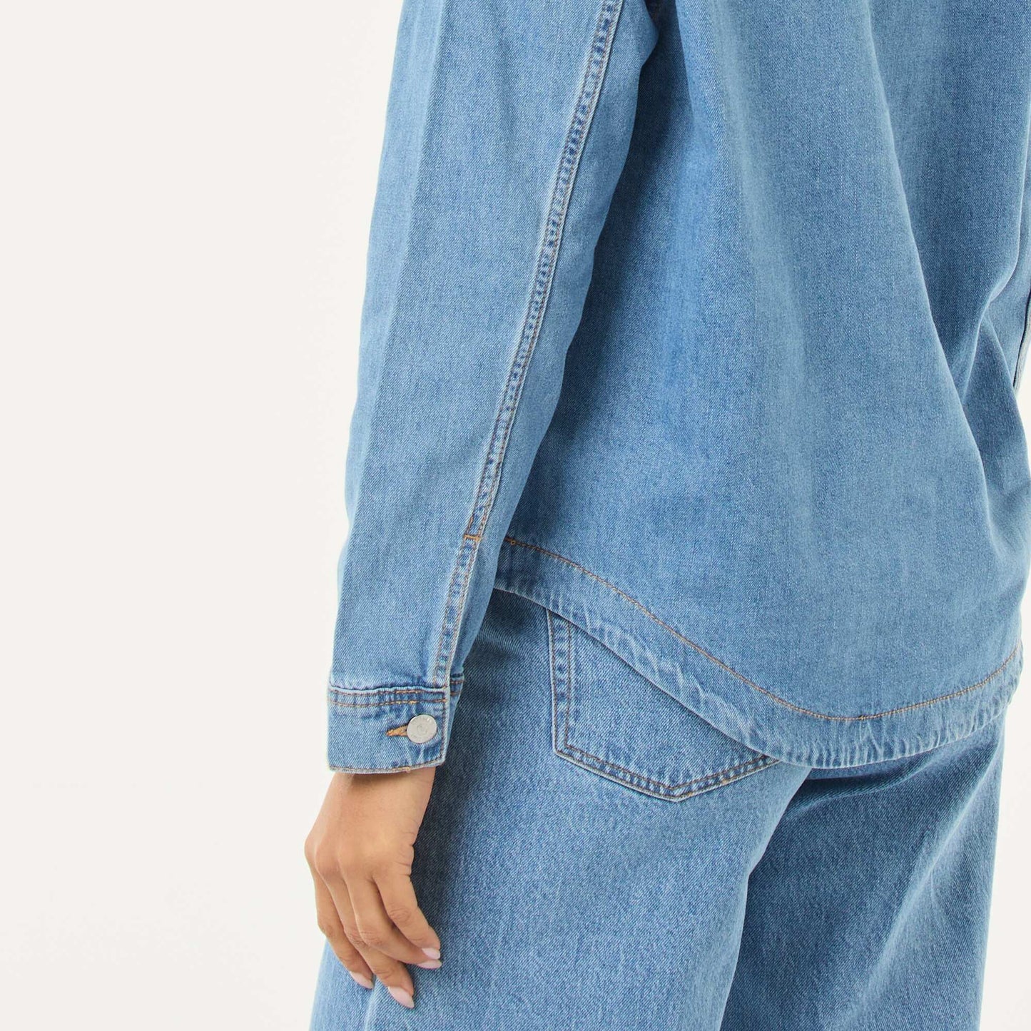 Chemise denim manches longues BLEU