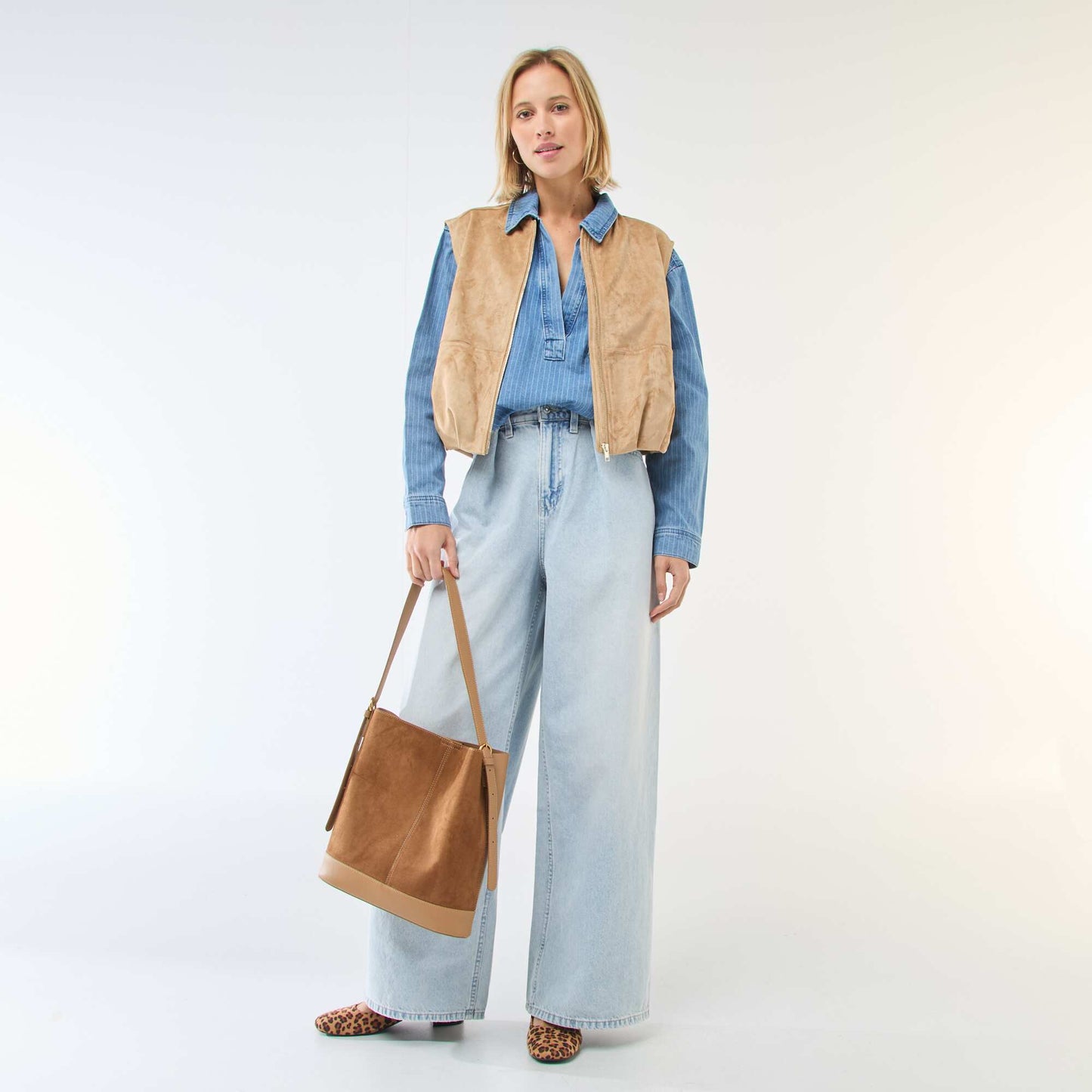 Chemise denim manches longues BLEU