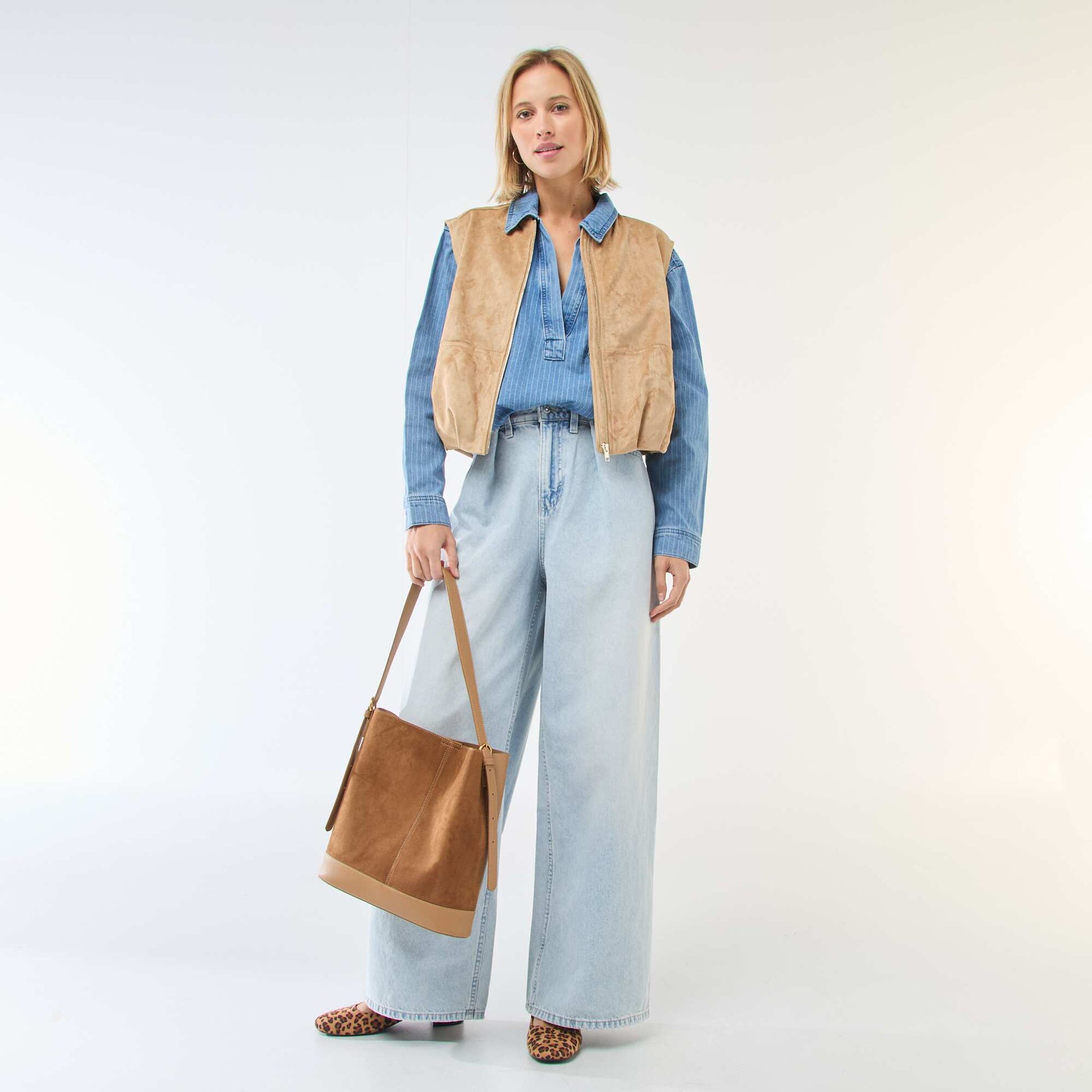 Chemise denim manches longues BLEU
