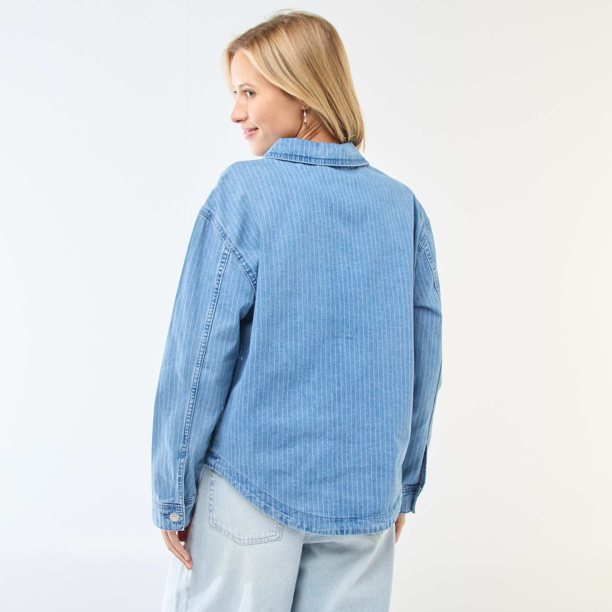 Chemise denim manches longues BLEU