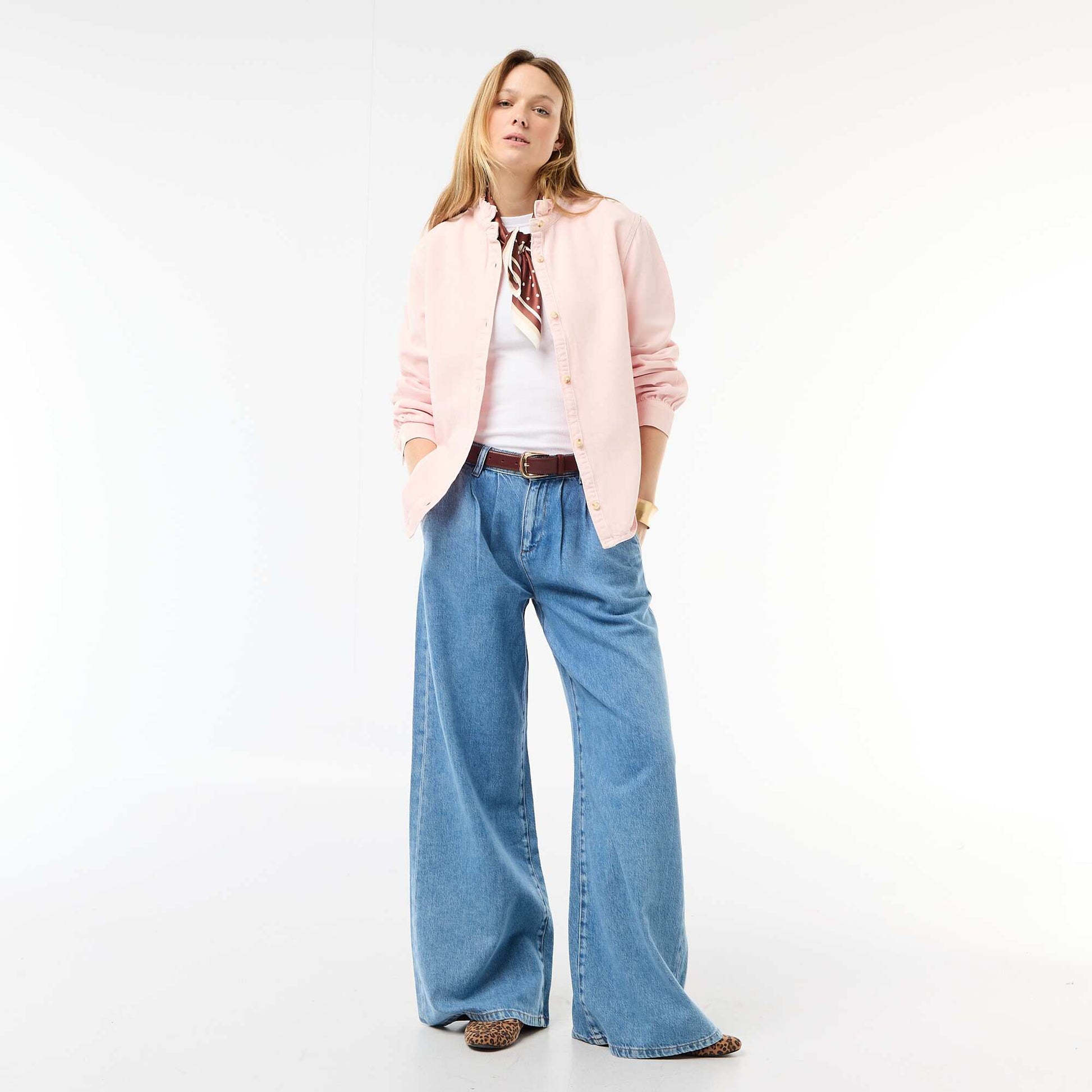 Blouse en denim avec col volanté ROSE