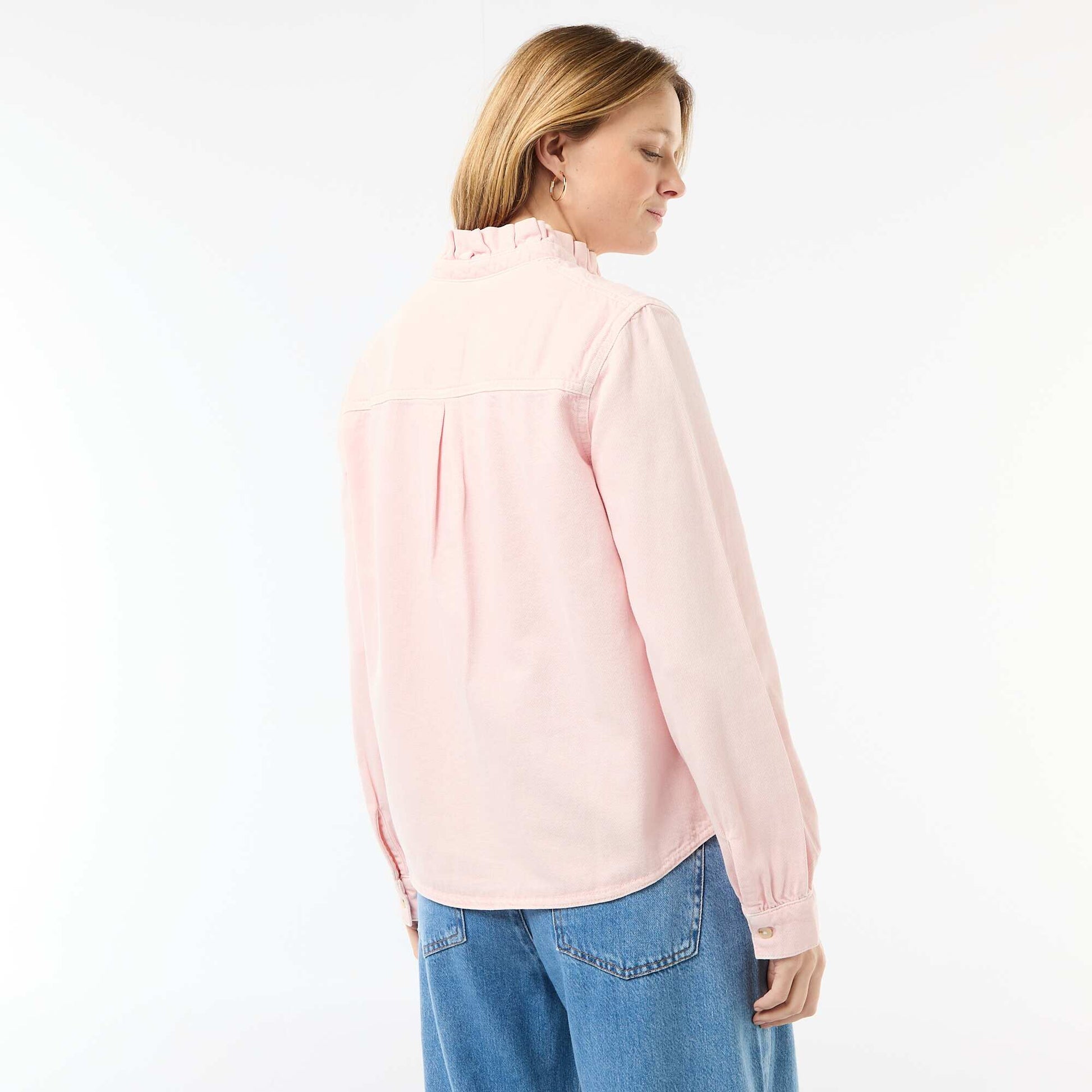 Blouse en denim avec col volanté ROSE