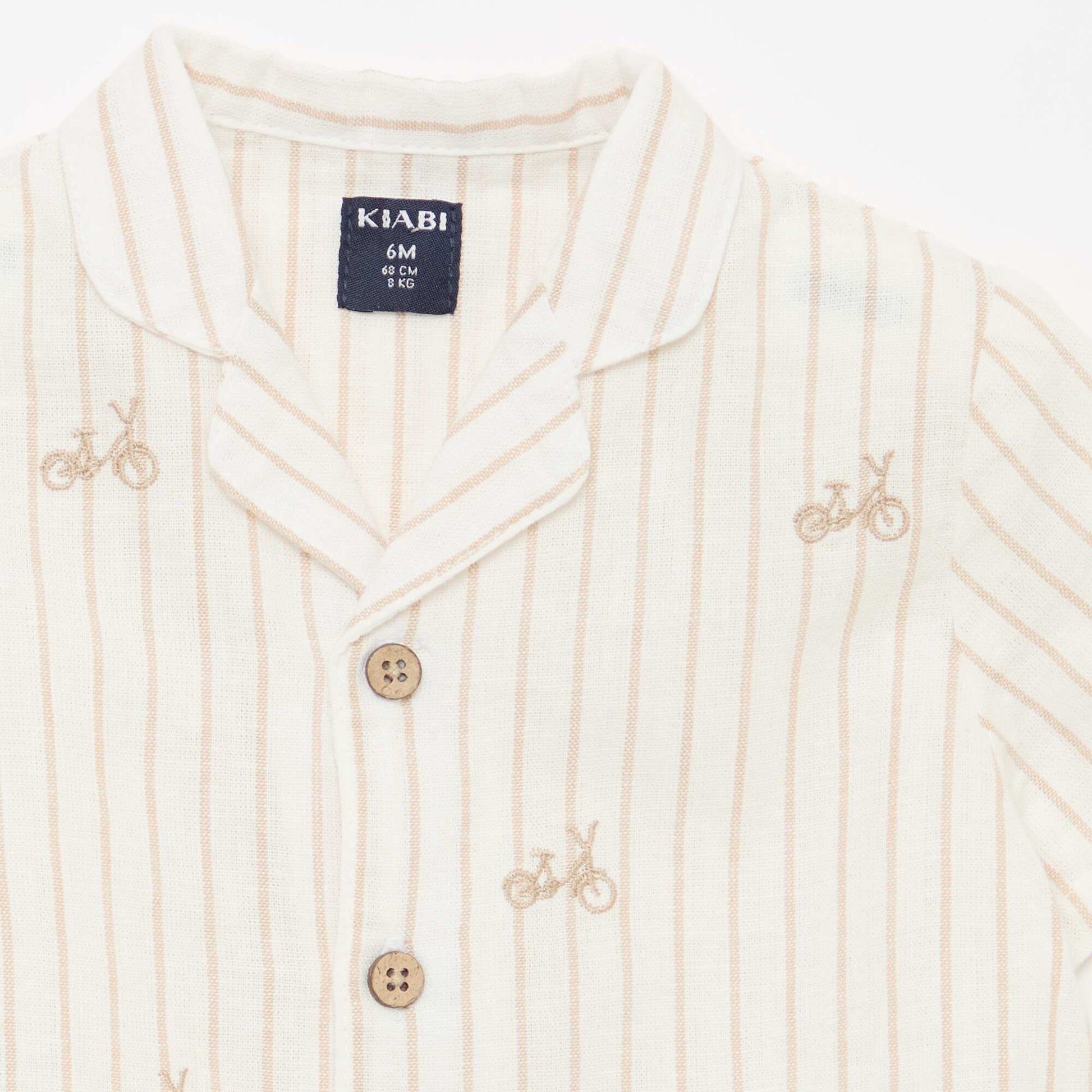 Chemise rayée et à motif à manches courtes BLANC