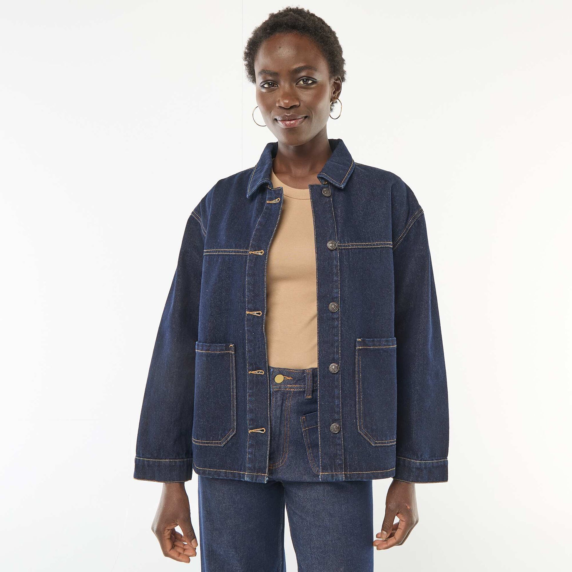 Veste en jean à poches plaquées BLEU