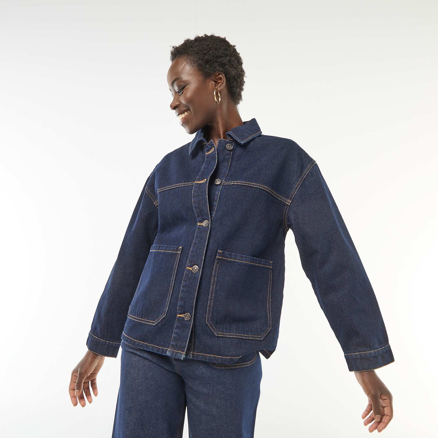 Veste en jean à poches plaquées BLEU