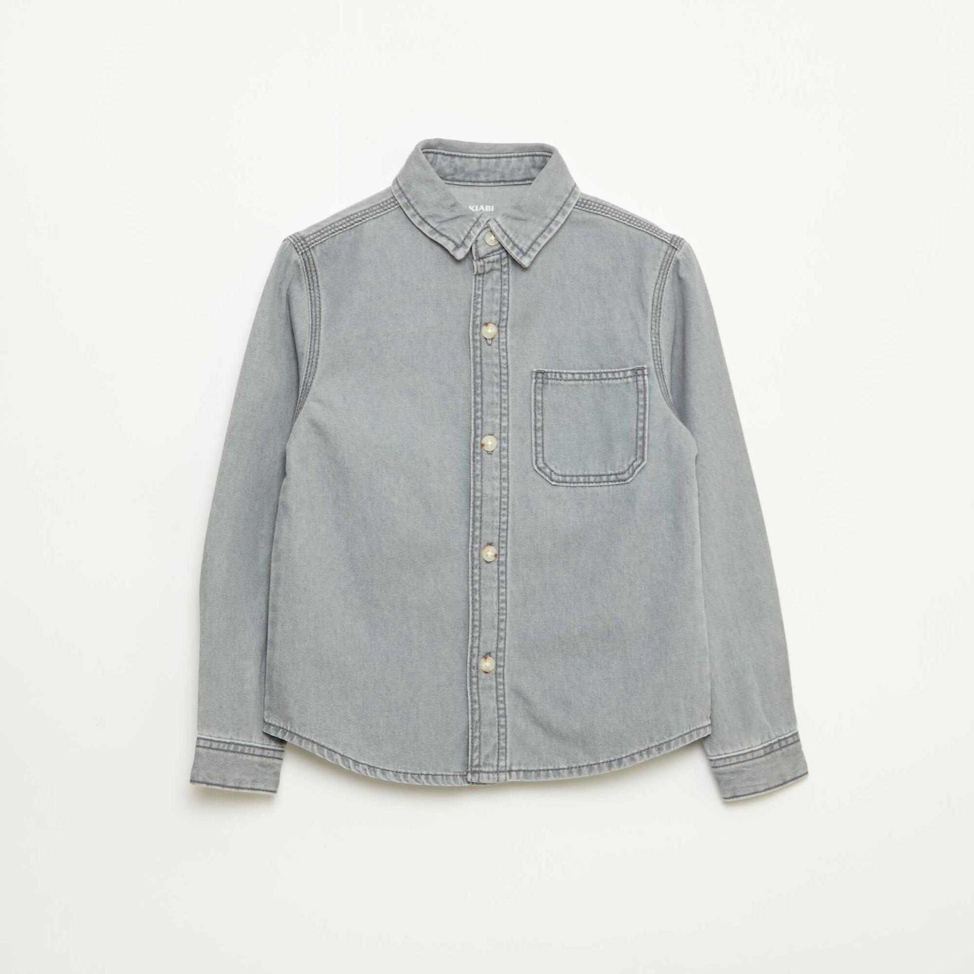 Chemise en jean avec poche poitrine GRIS