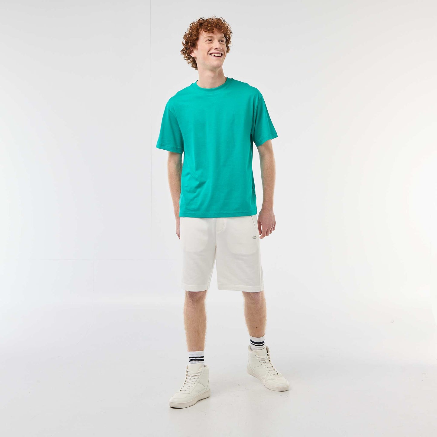 T-shirt uni manches courtes en coton VERT