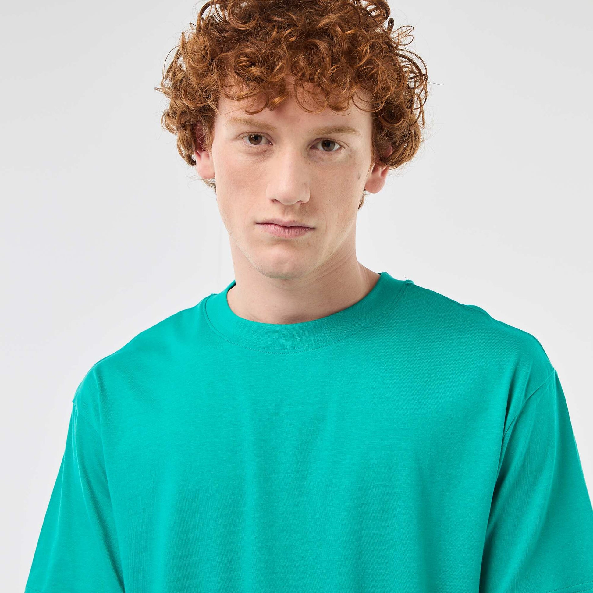 T-shirt uni manches courtes en coton VERT