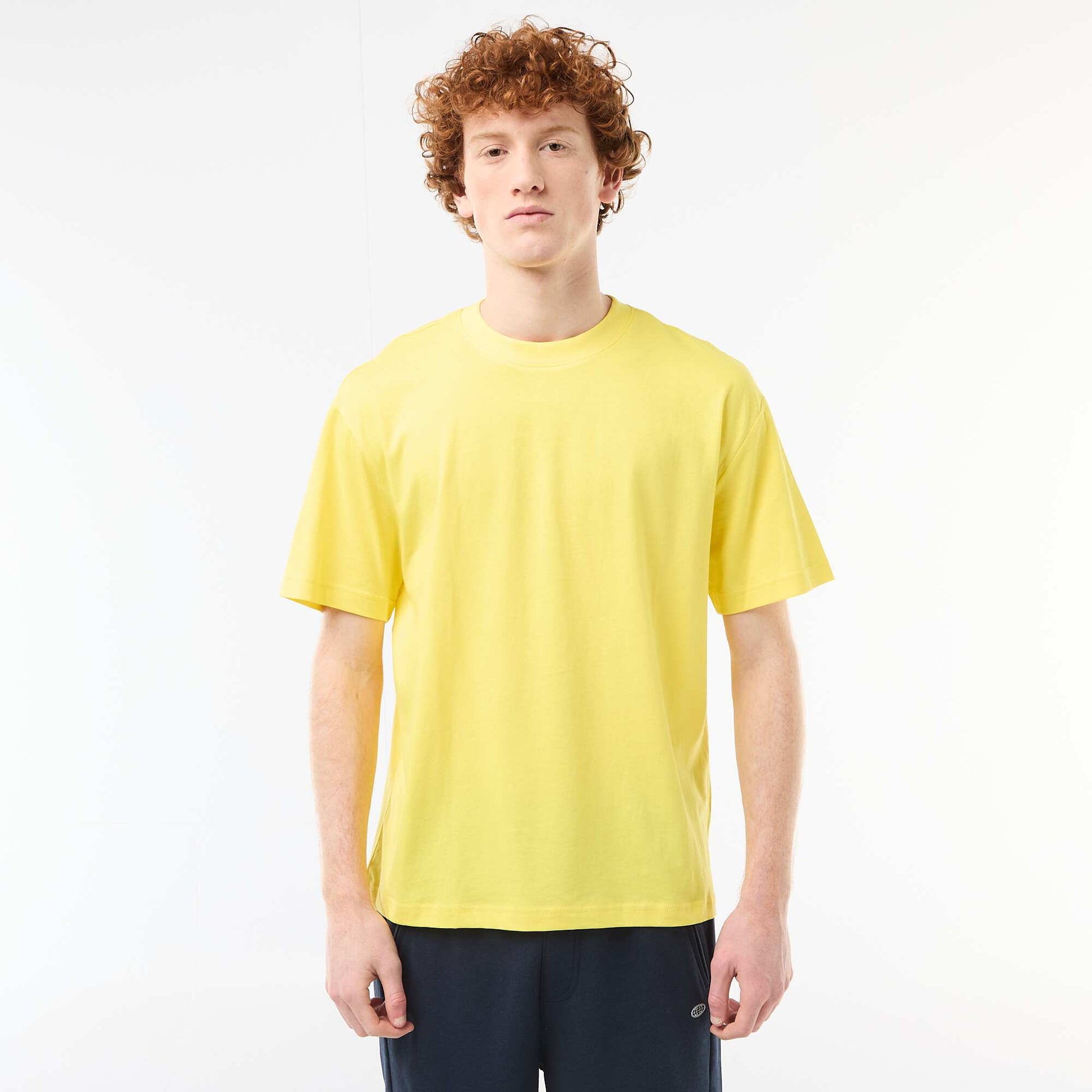 T-shirt uni manches courtes en coton JAUNE