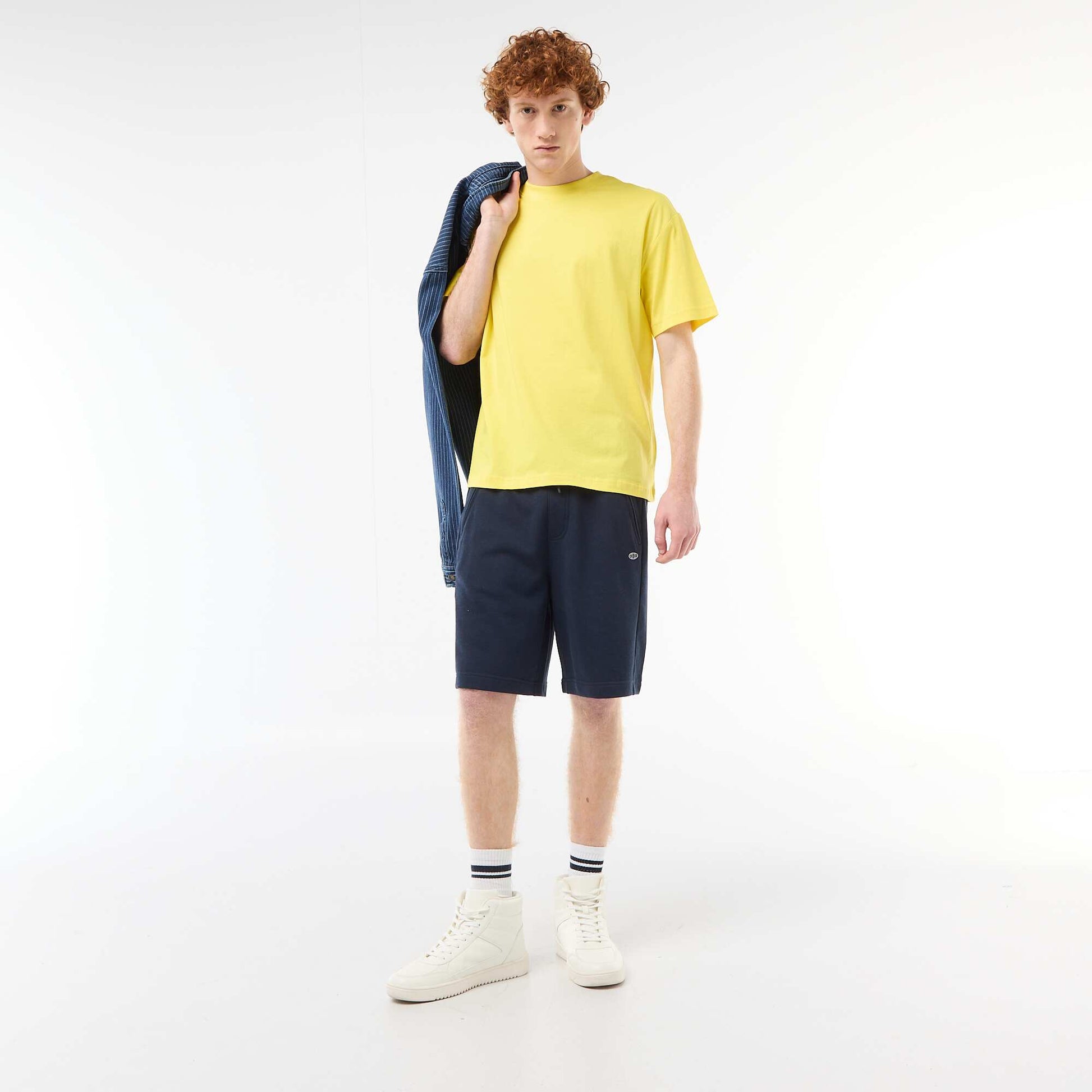 T-shirt uni manches courtes en coton JAUNE