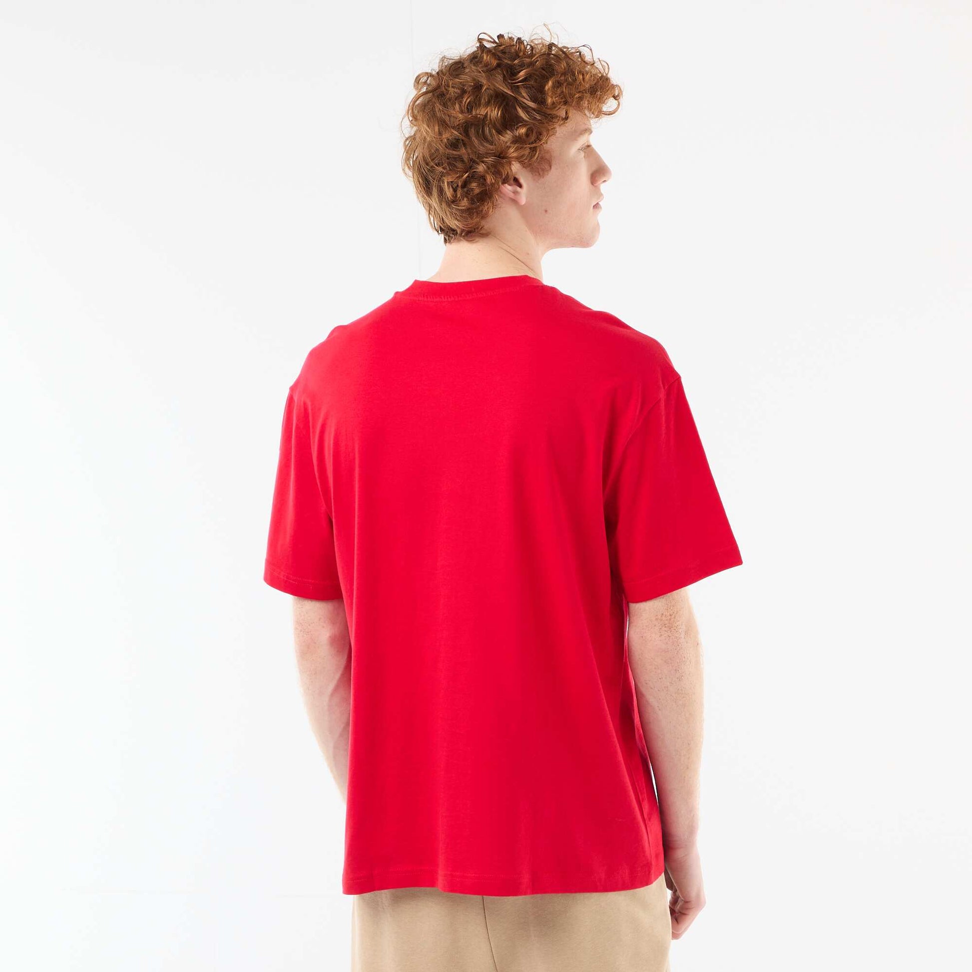 T-shirt uni manches courtes en coton ROUGE