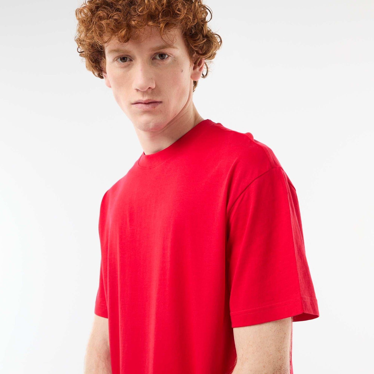 T-shirt uni manches courtes en coton ROUGE