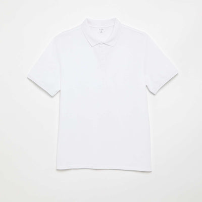 Polo uni manches courtes en coton BLANC