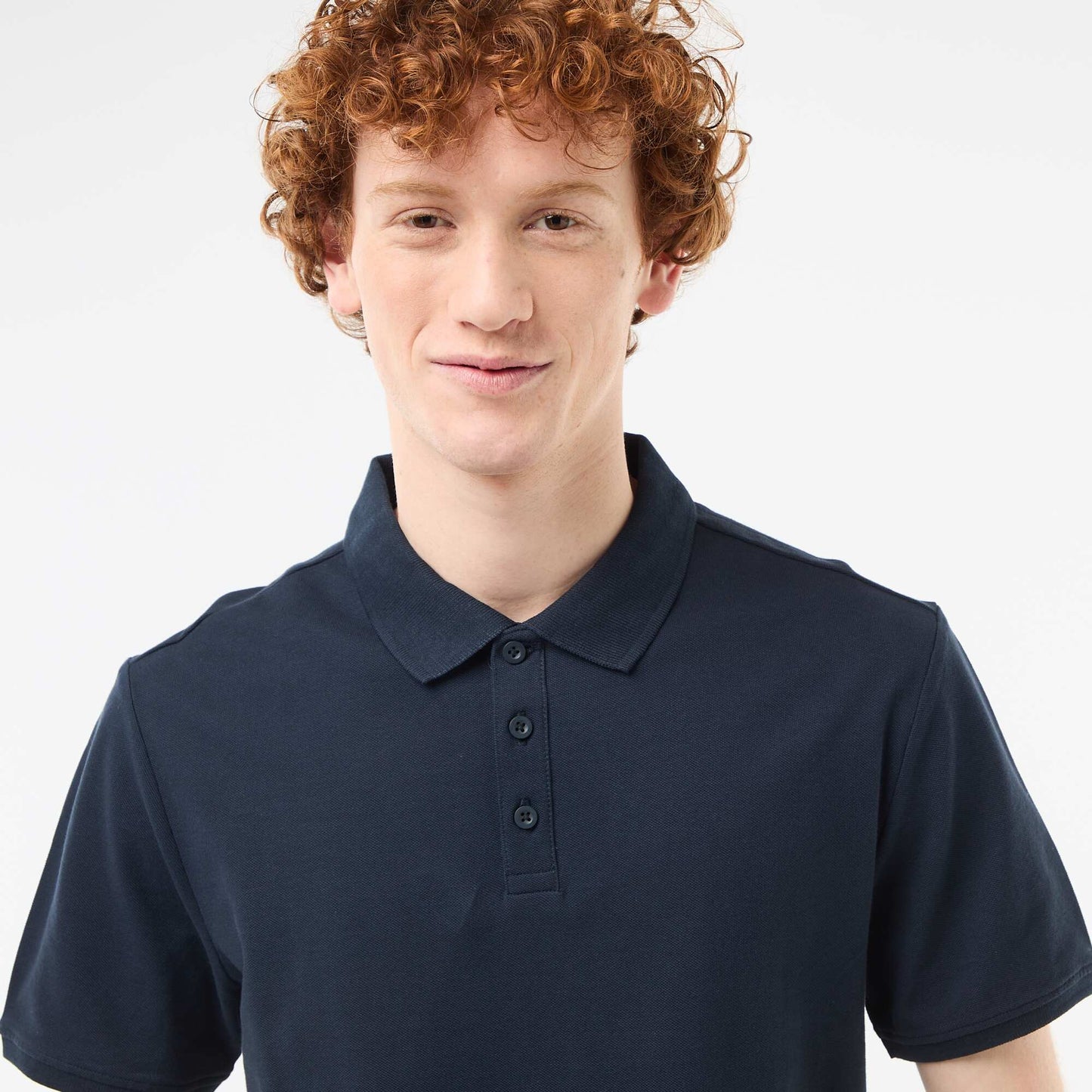 Polo uni manches courtes en coton BLEU