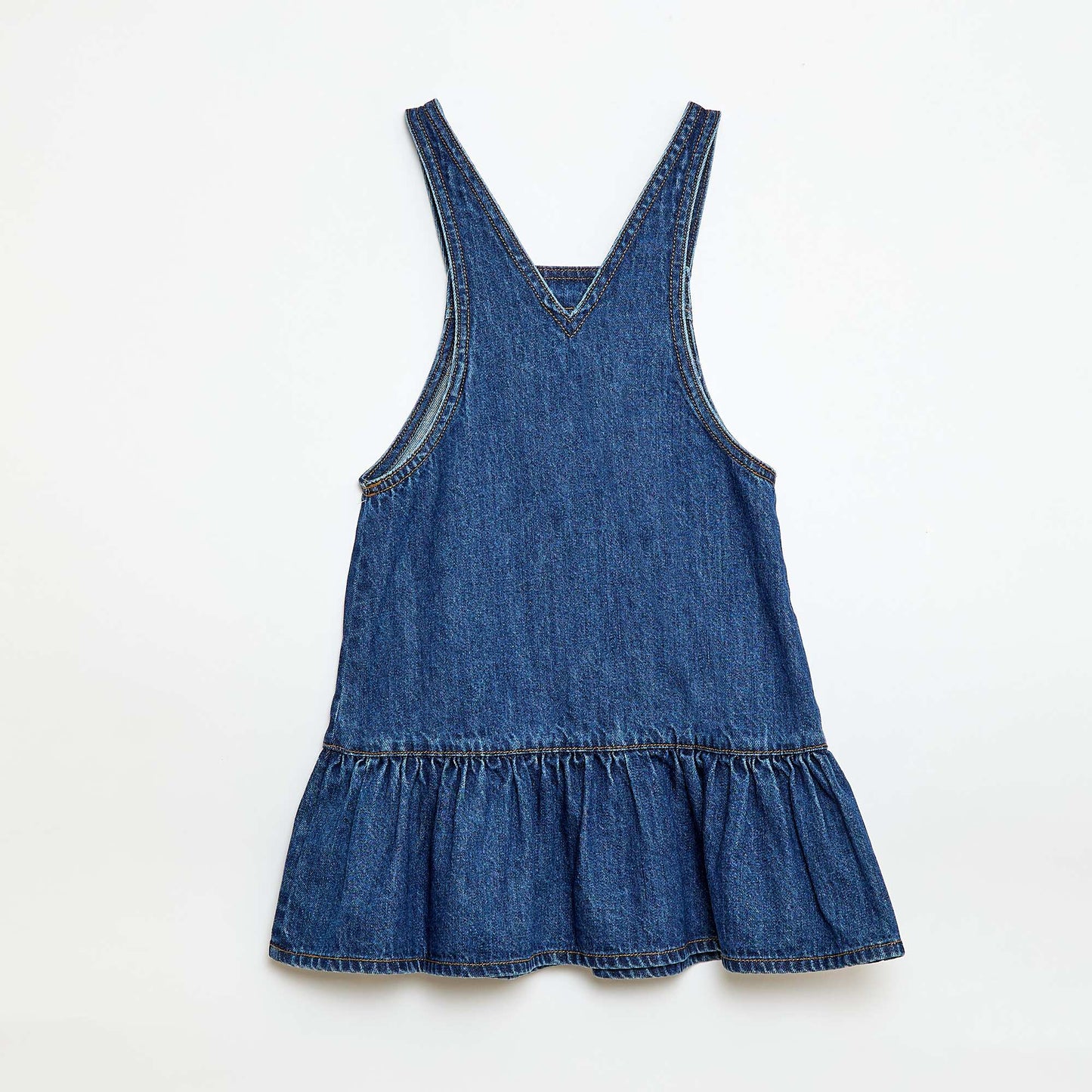 Robe salopette courte en jean BLEU