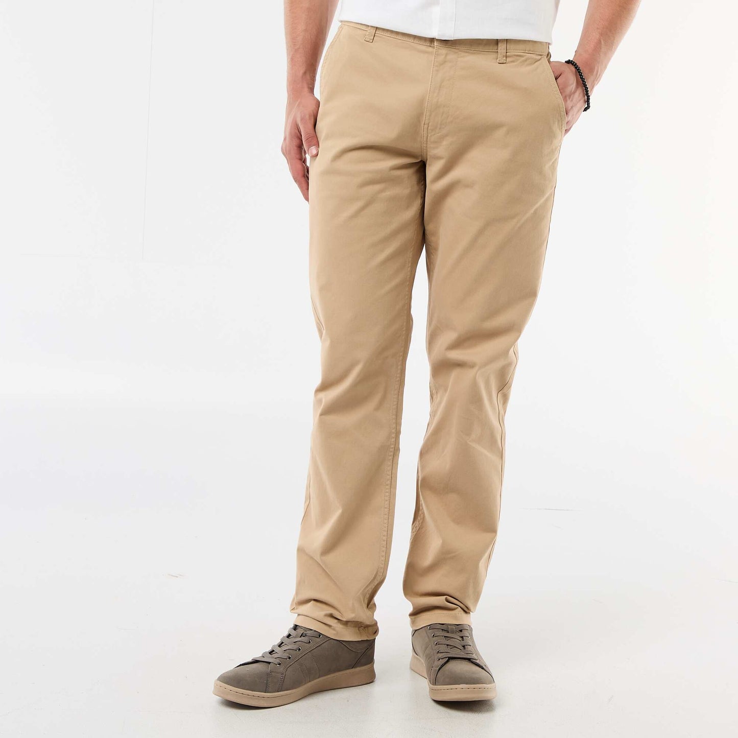Pantalon chino regular uni BEIGE