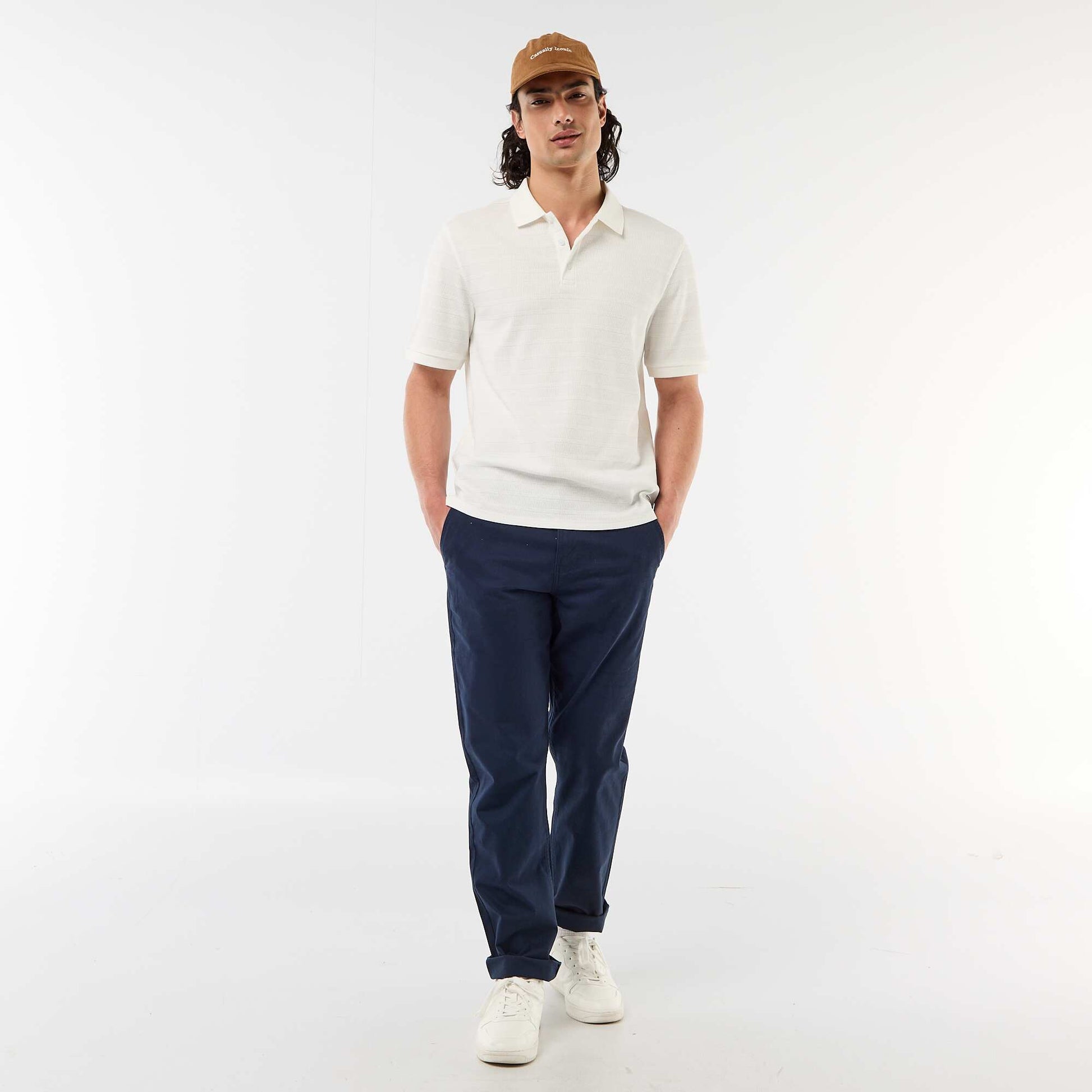 Pantalon chino regular uni BLEU