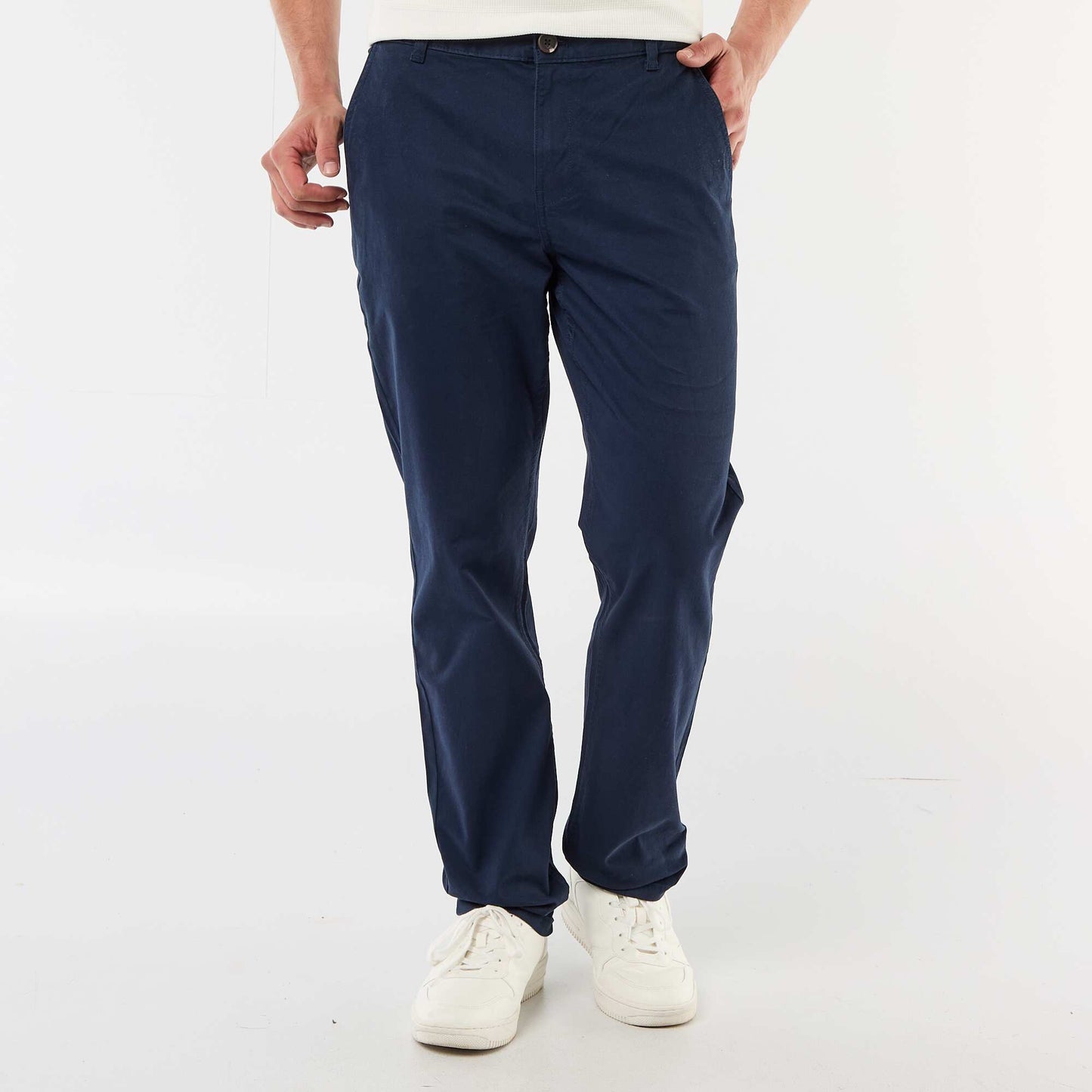 Pantalon chino regular uni BLEU