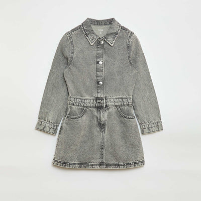 Robe denim avec col chemise GRIS