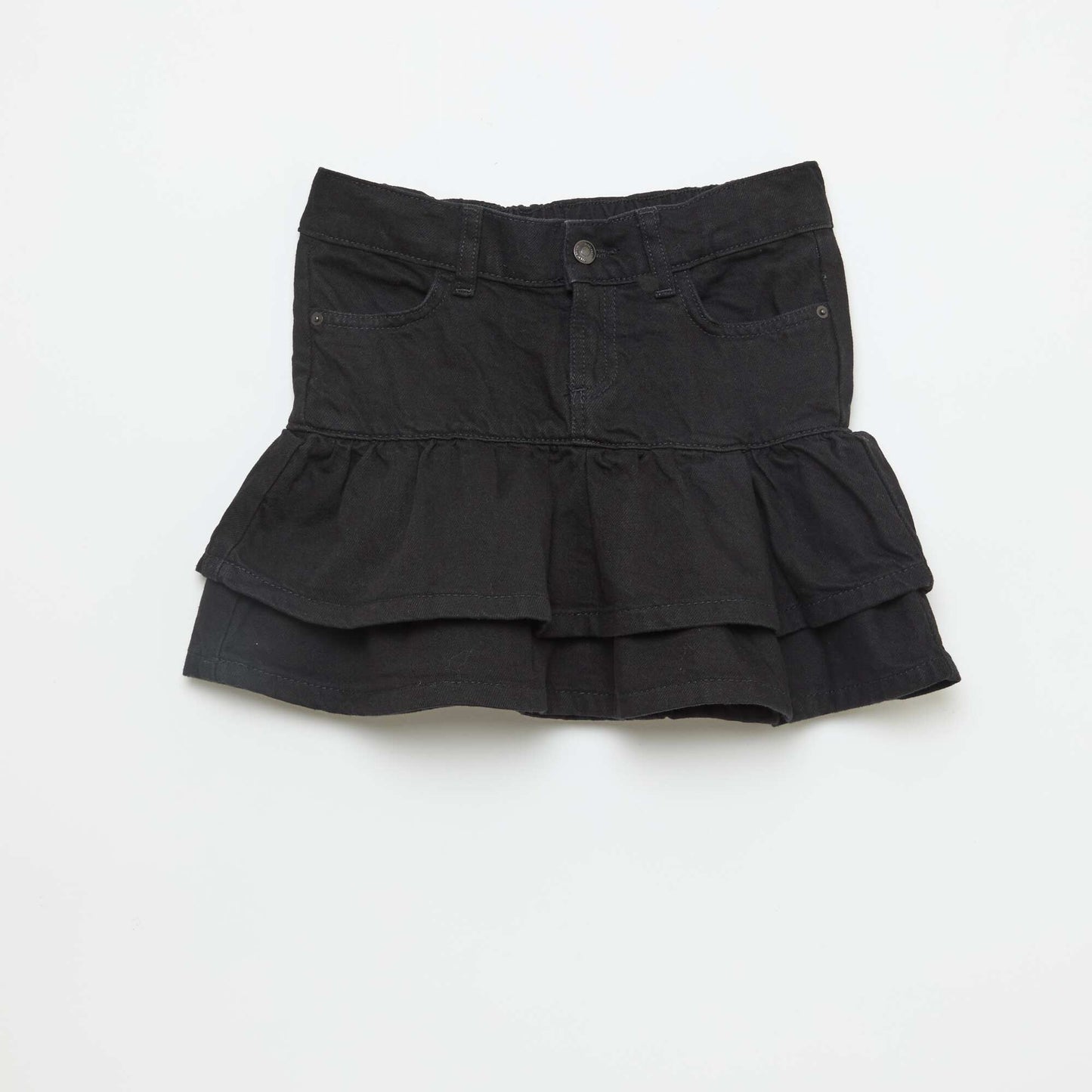 Jupe short en denim avec volants NOIR