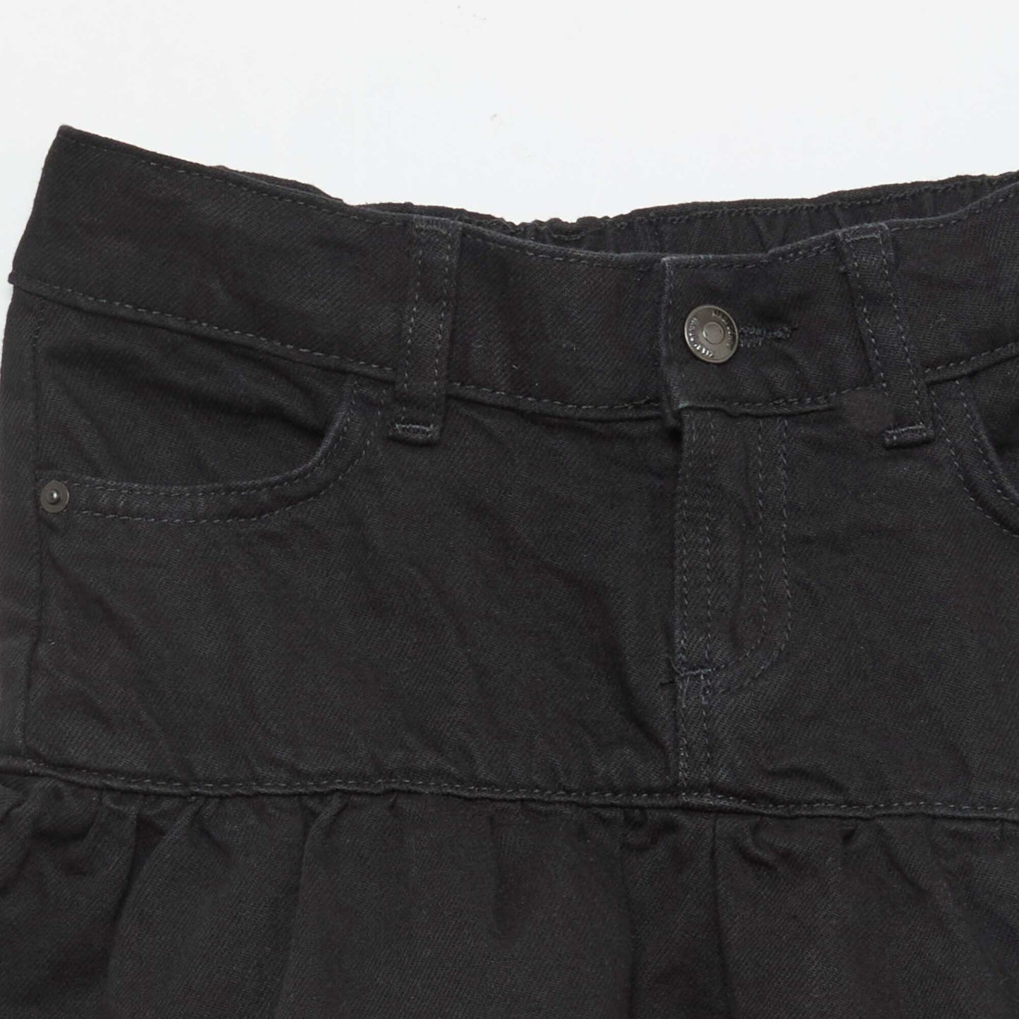 Jupe short en denim avec volants NOIR