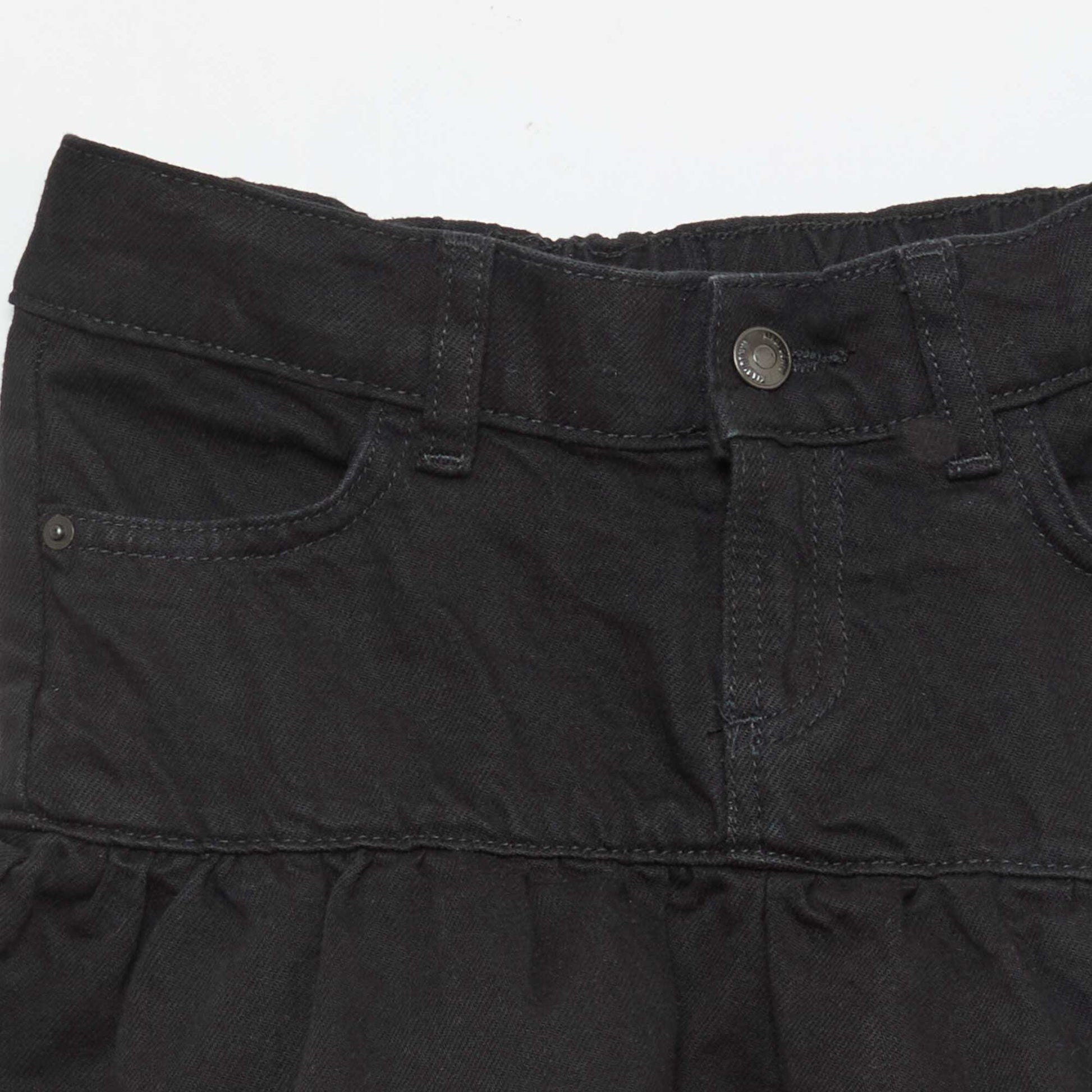 Jupe short en denim avec volants NOIR