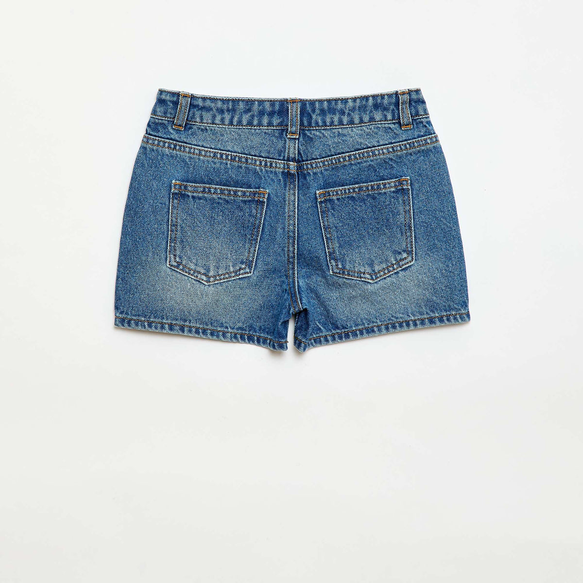 Short en denim taille haute BLEU
