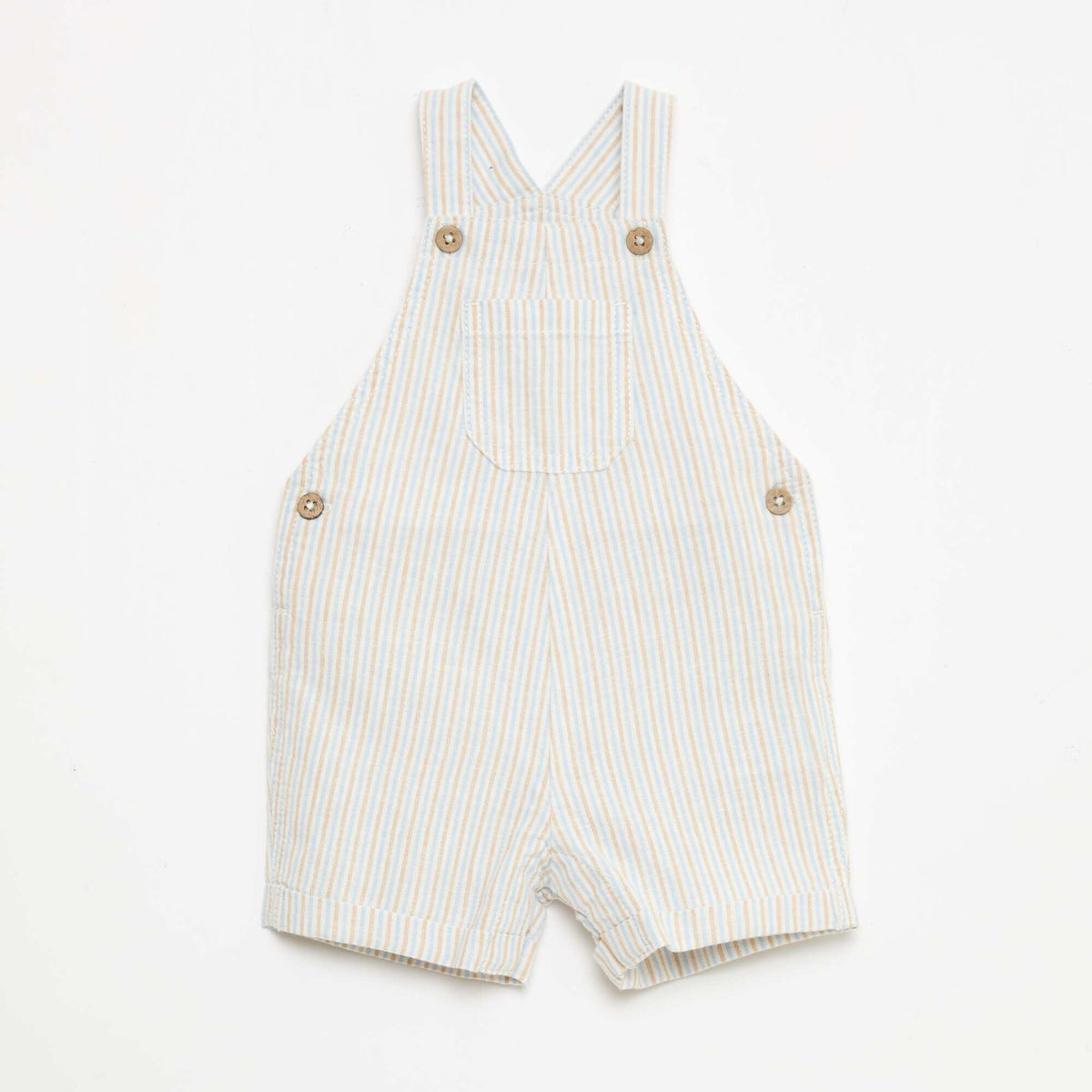 Salopette short rayée en lin mélangé BEIGE