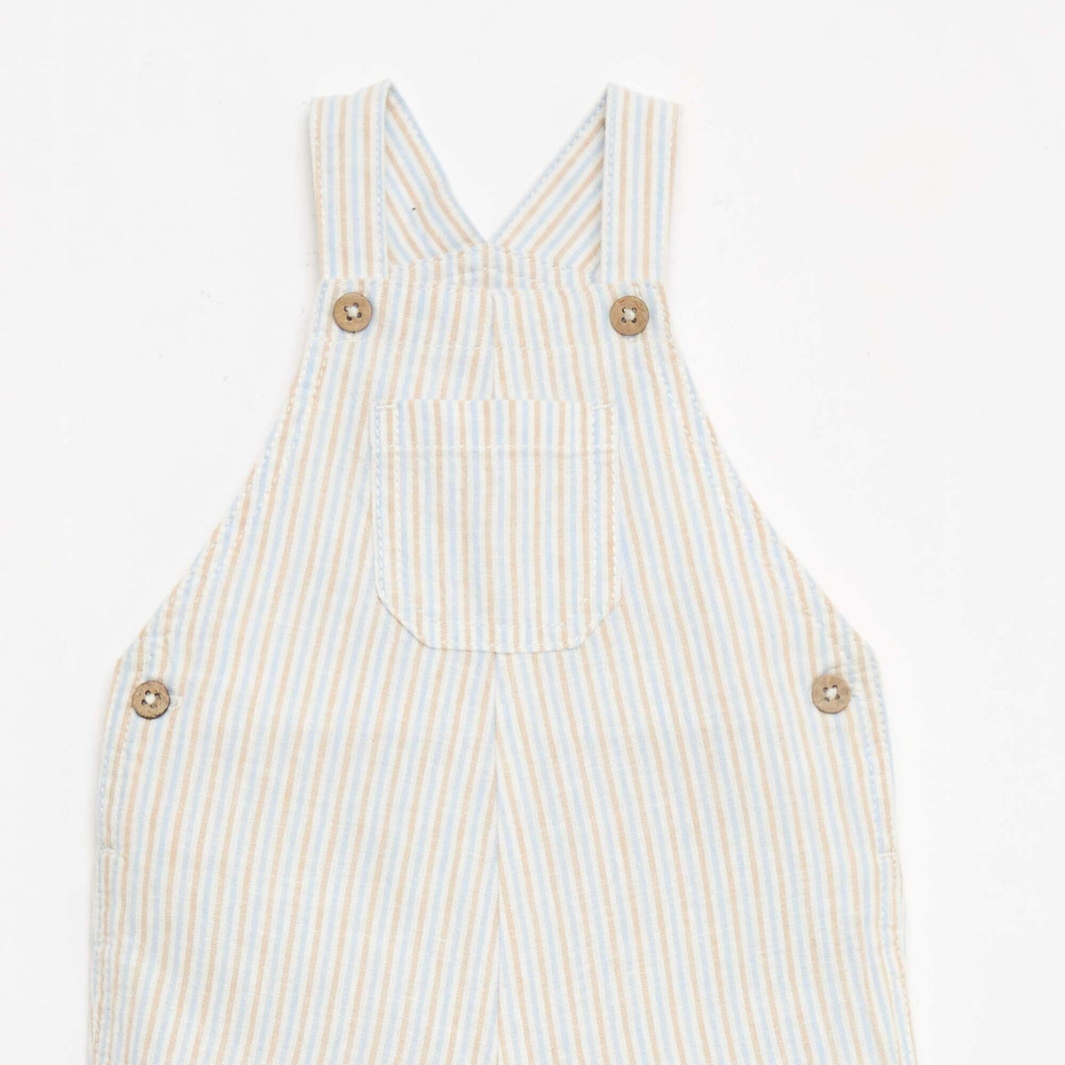 Salopette short rayée en lin mélangé BEIGE