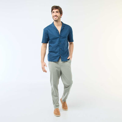 Pantalon chino regular en lin mélangé VERT