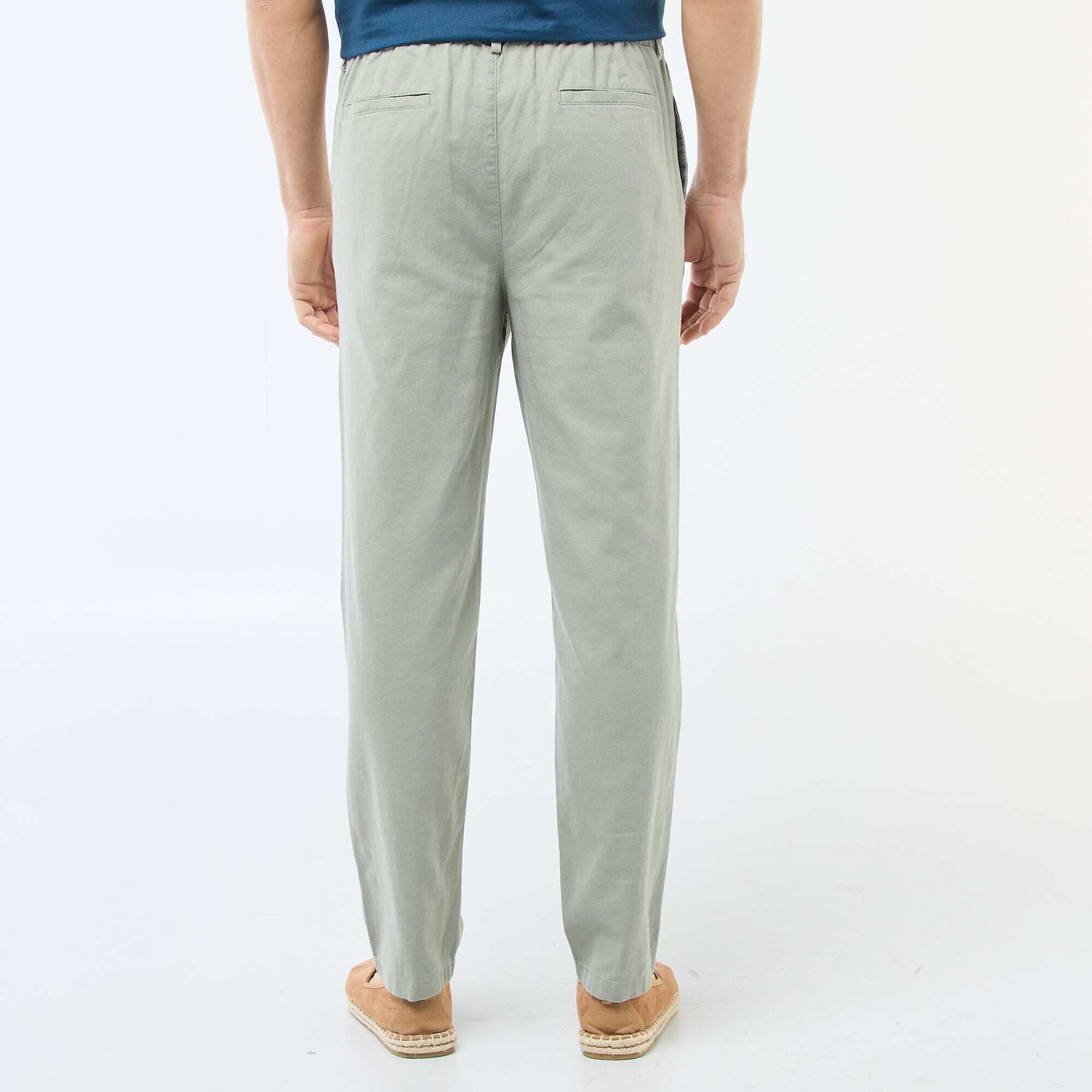 Pantalon chino regular en lin mélangé VERT