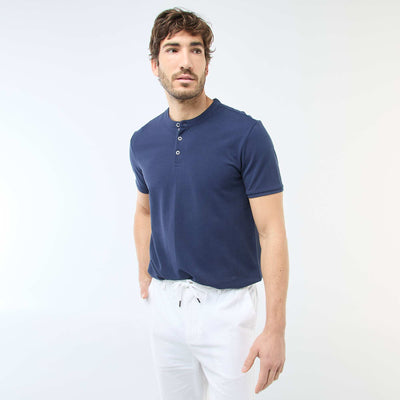 Polo col mao BLEU MARINE