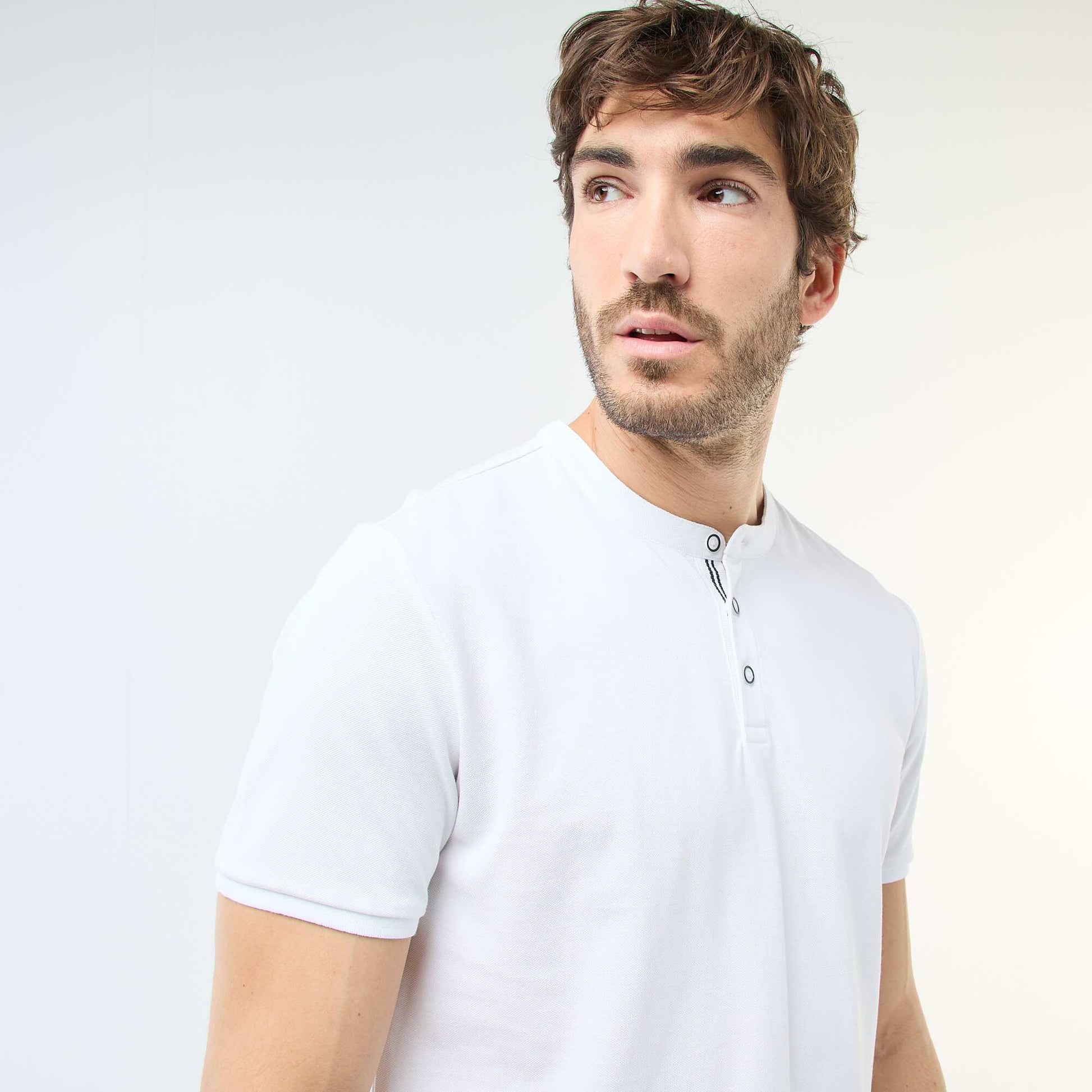 Polo col mao BLANC