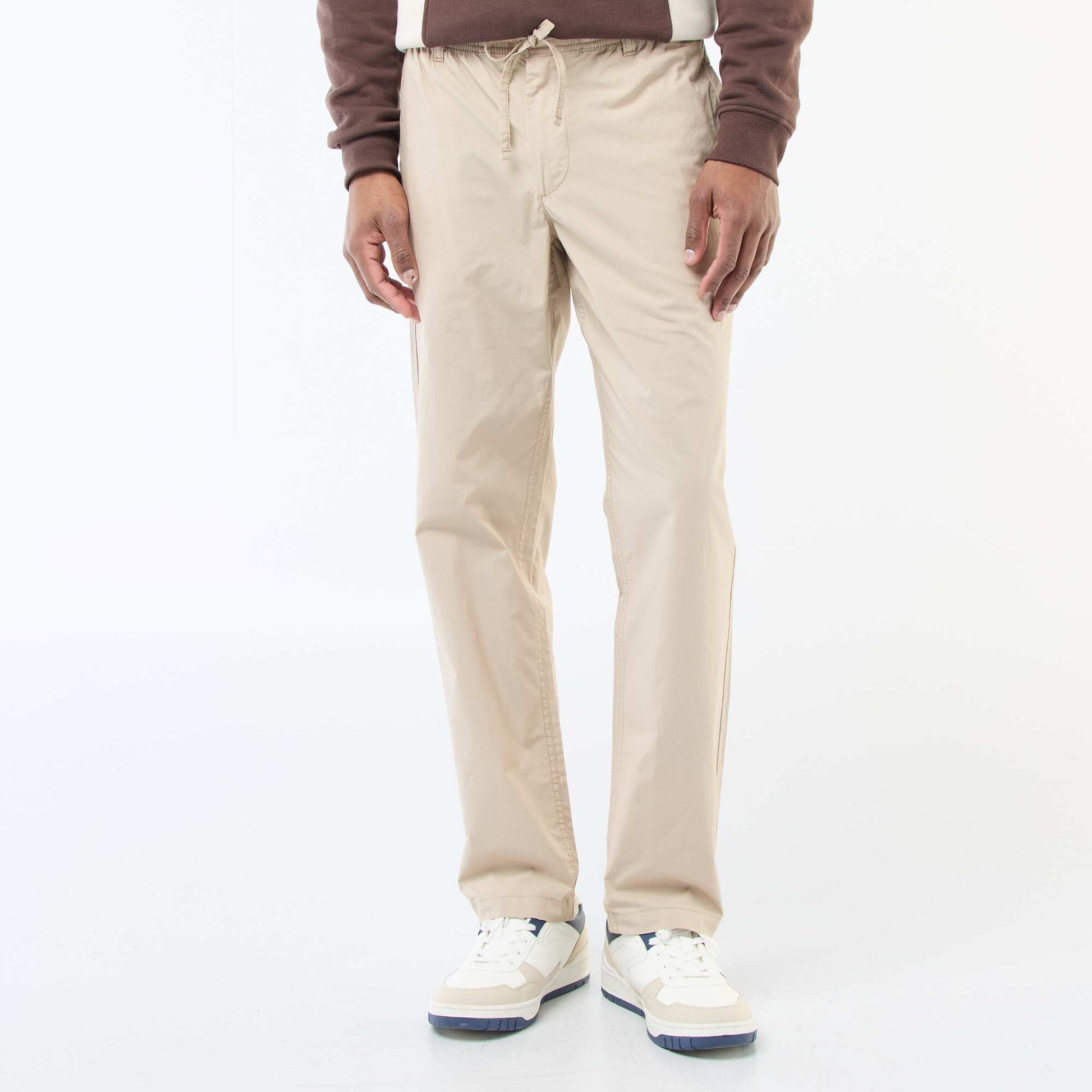 Pantalon regular en popeline craquante BEIGE