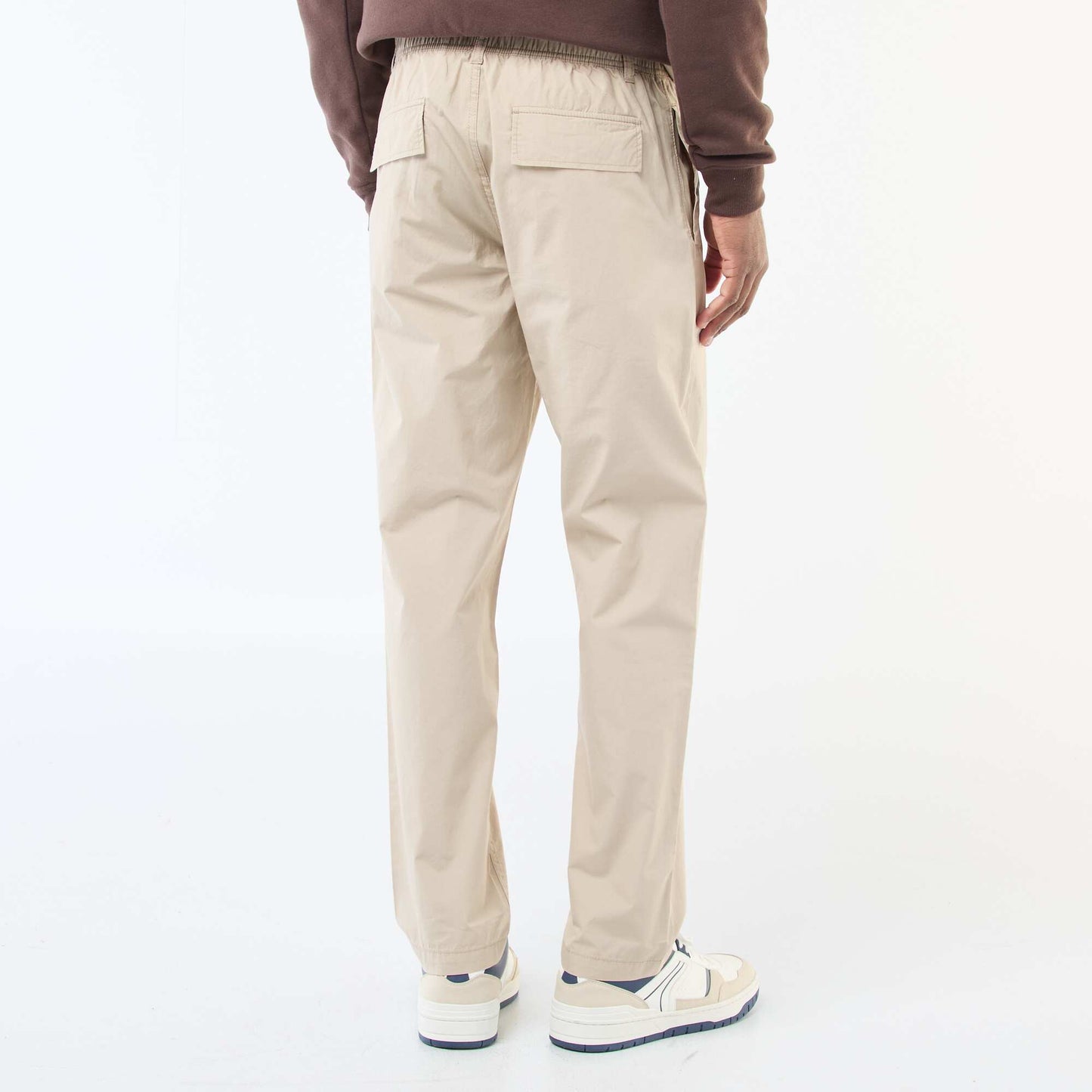 Pantalon regular en popeline craquante BEIGE