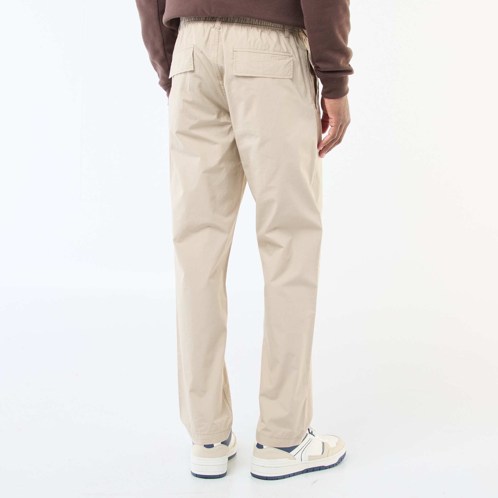 Pantalon regular en popeline craquante BEIGE